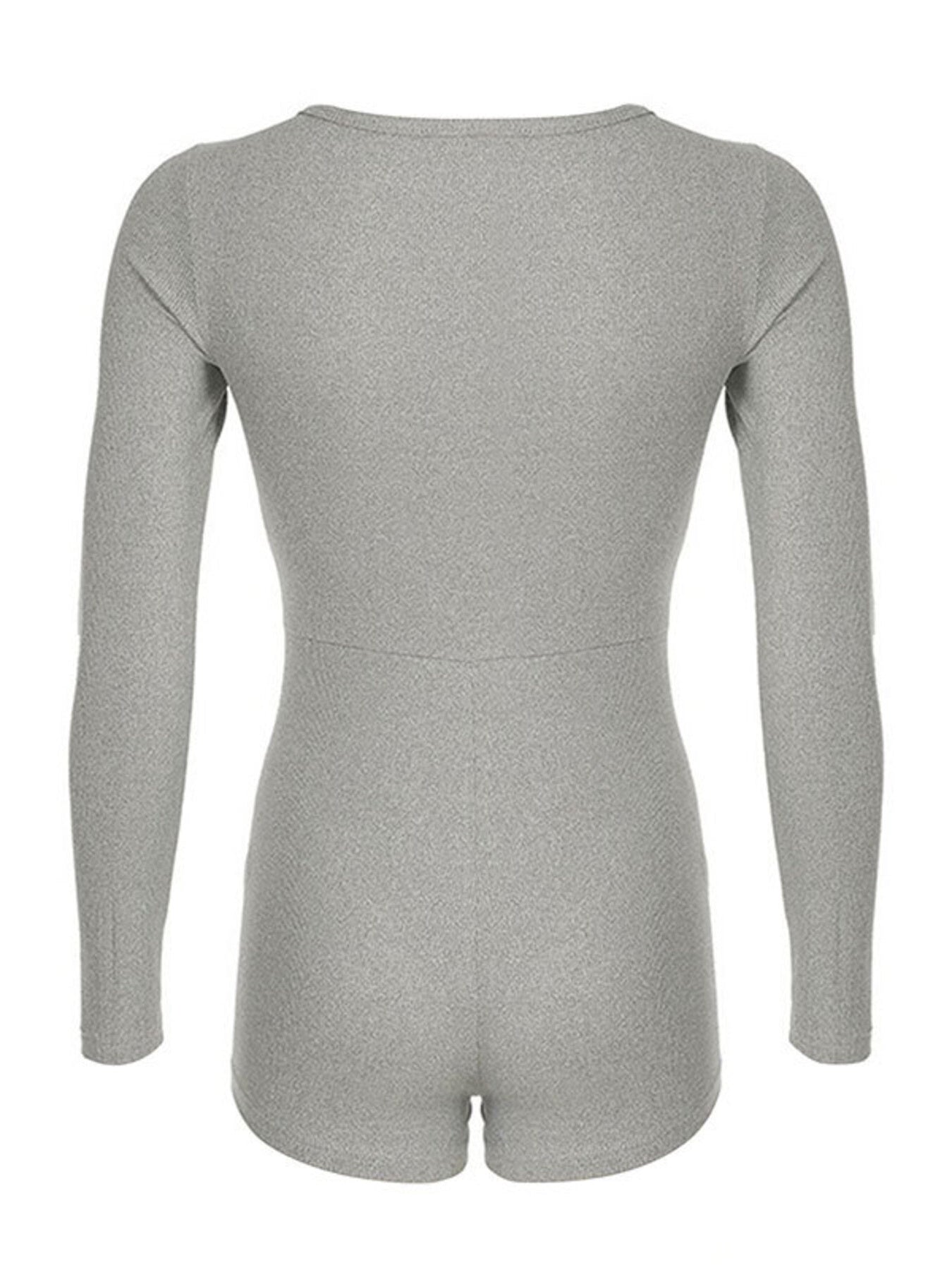 Deep V Neck Long Sleeve Romper