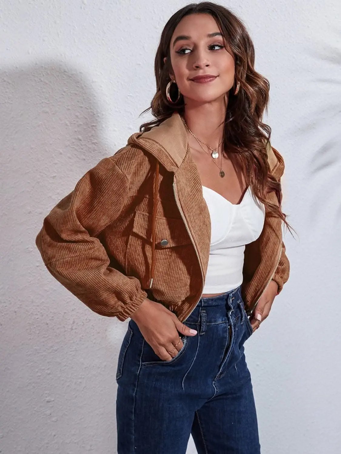 Women's Hooded Jacket Hooded Jacket - Cozy with Pockets - Everyday Casual Style