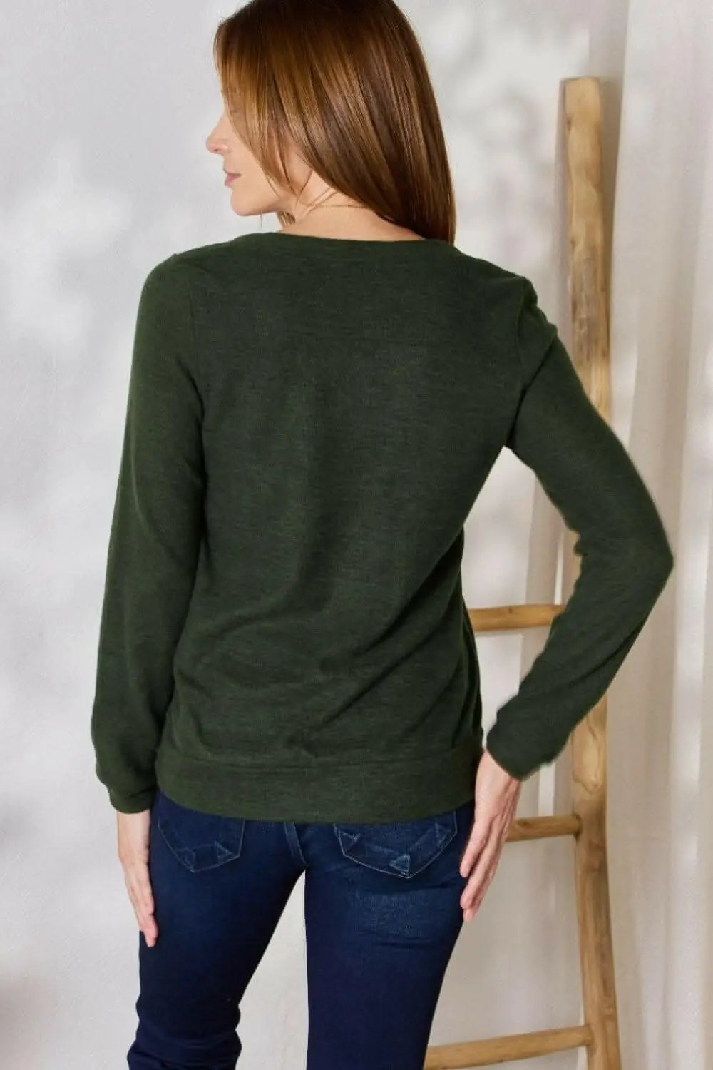 Plus Size Colorblock Blouse Olive | Trendsi Versatile