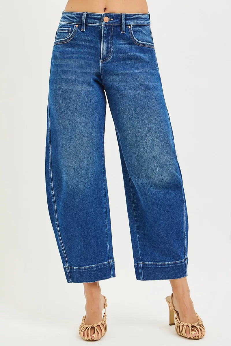 RISEN Jeans - Mid Rise Crop Barrel Jeans