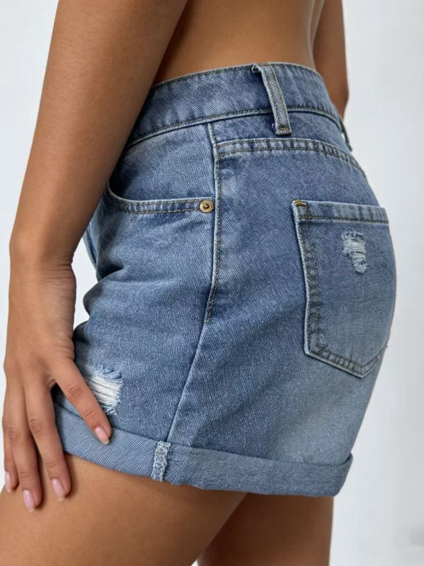 High Waisted Distressed Shorts
