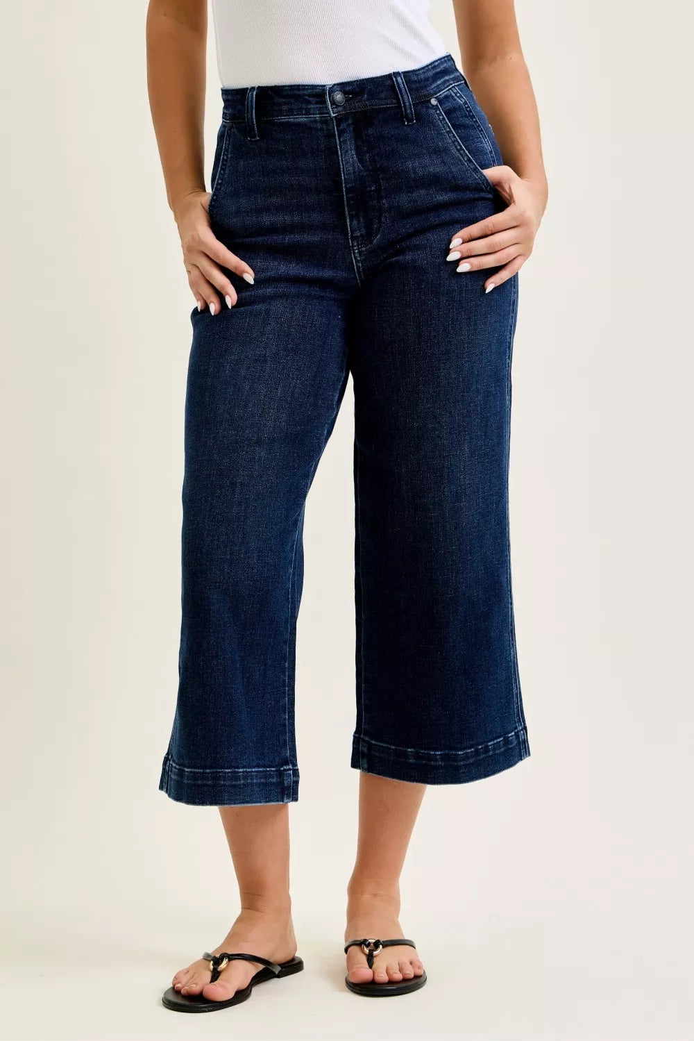 Judy Blue High Waist Wide Leg Ankle Jeans