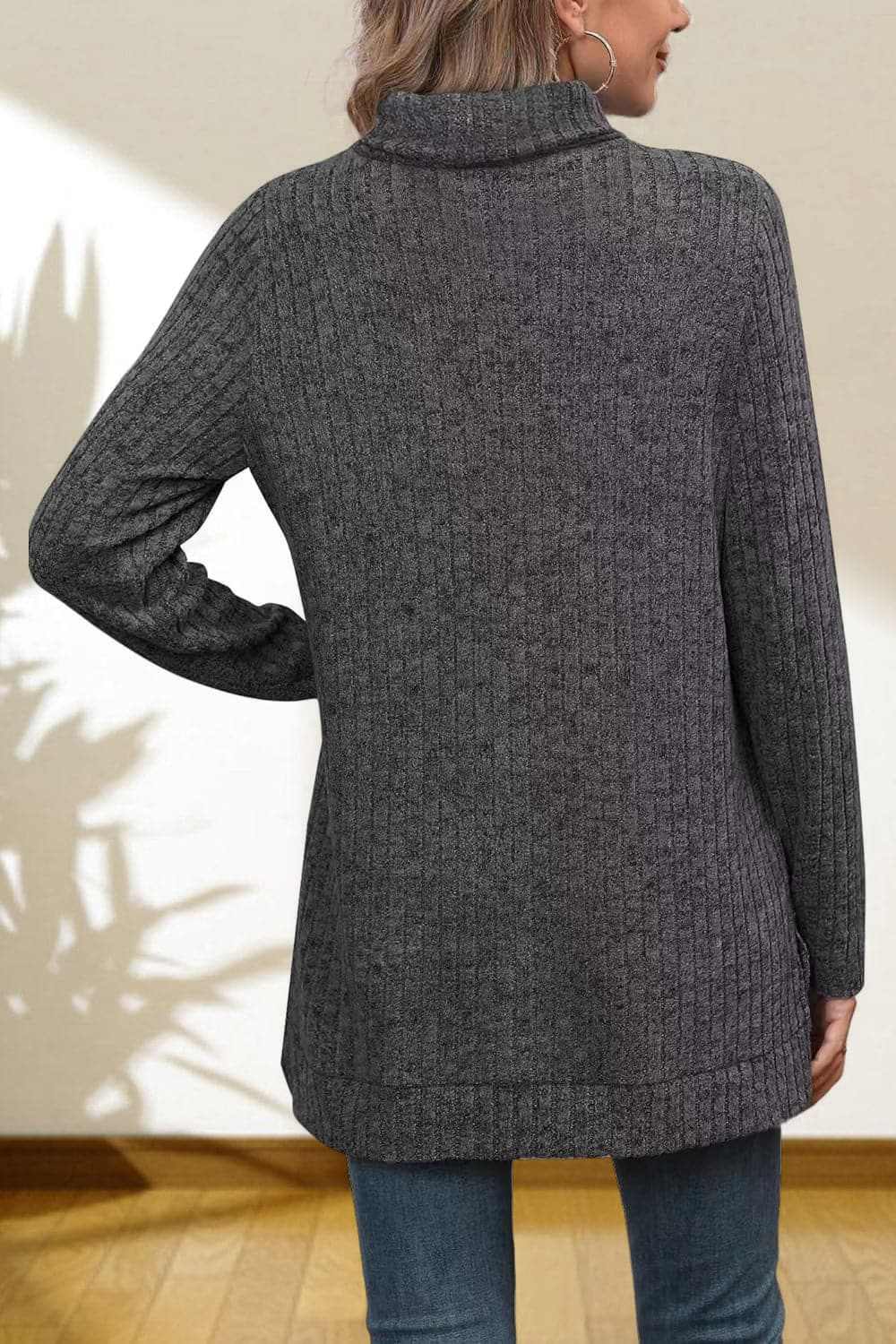 Cerise Turtleneck Sweater by Trendsi – Quality High-Low Hem Style