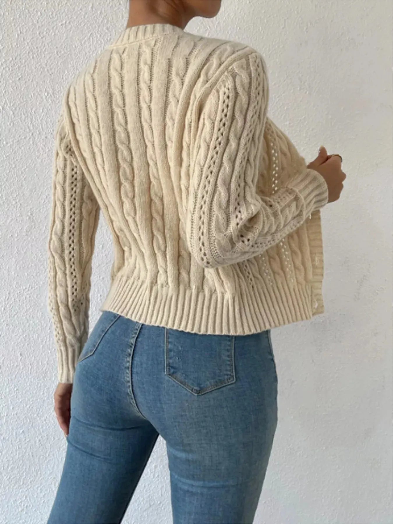 Cable Knit Button Up Cardigan