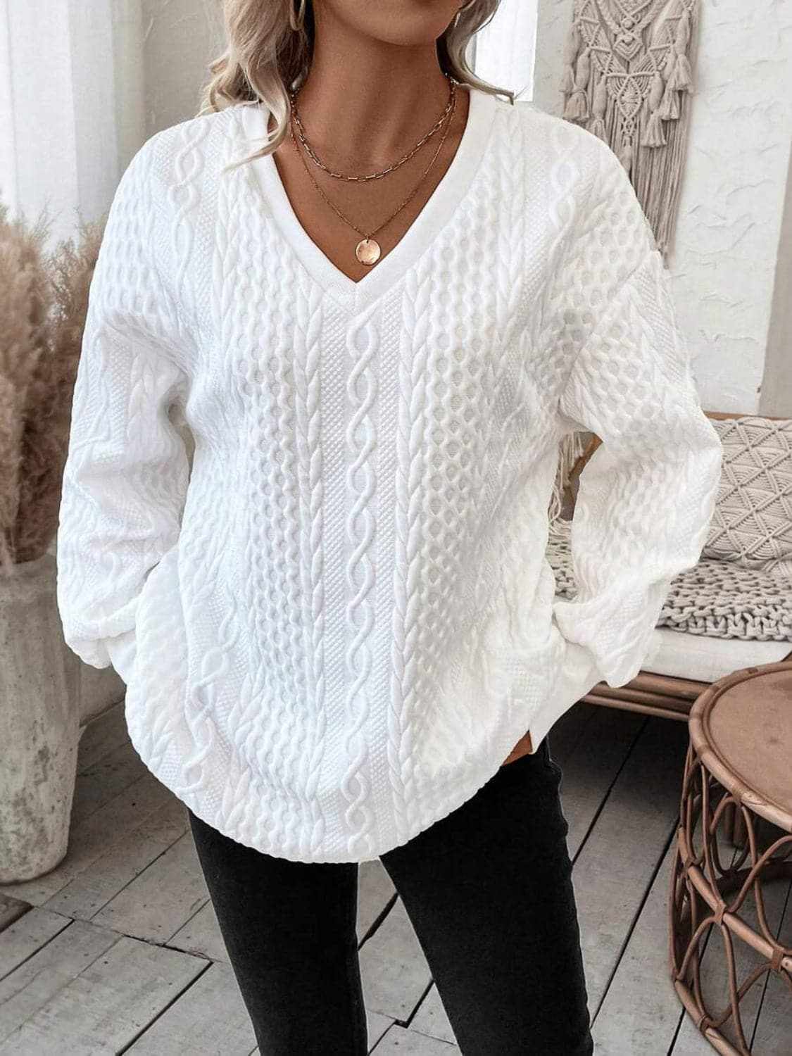 Accessories Trendsi Casual V-neck long sleeve top