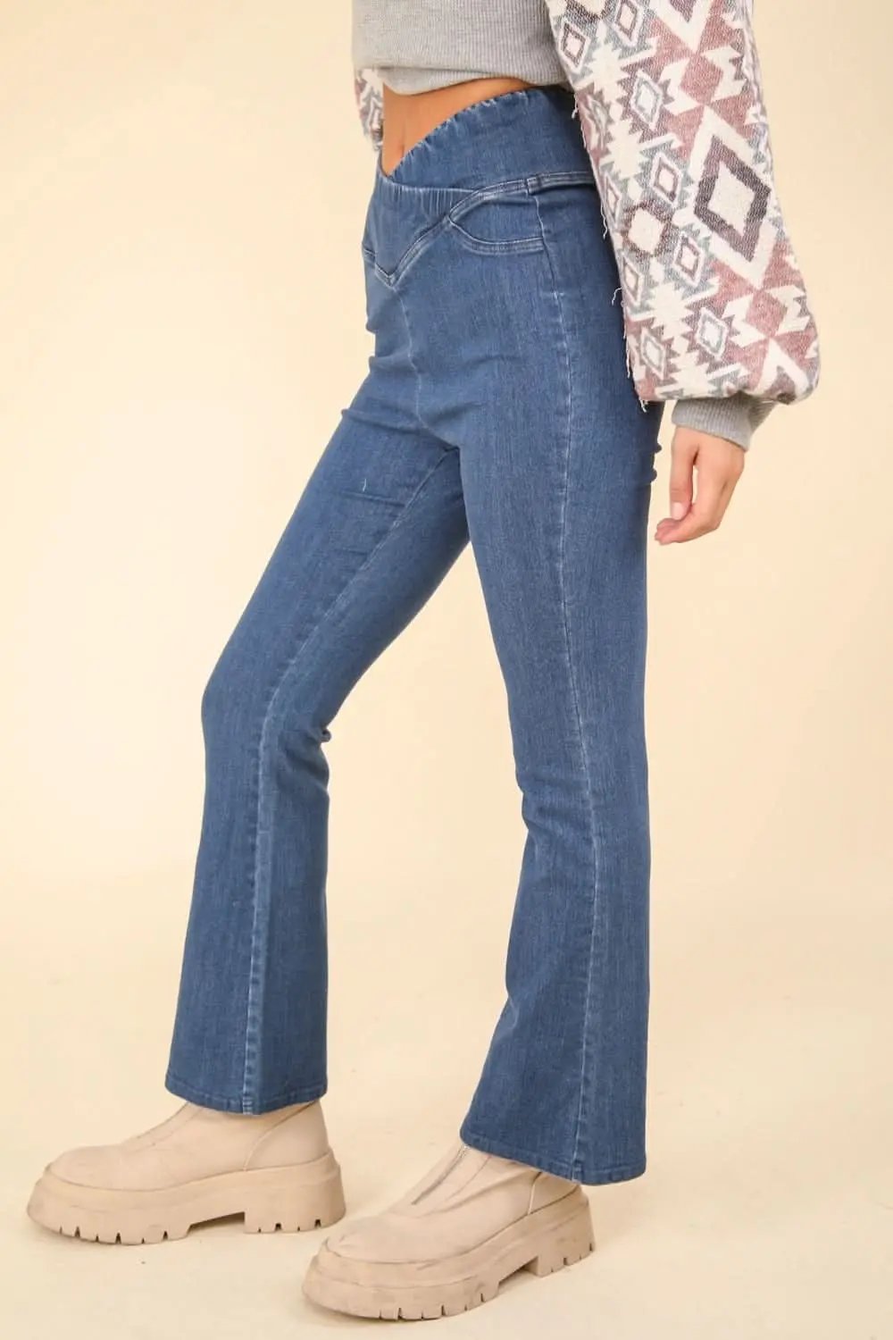 Women's Washed Denim Leggings | Trendsi Crossover Fit