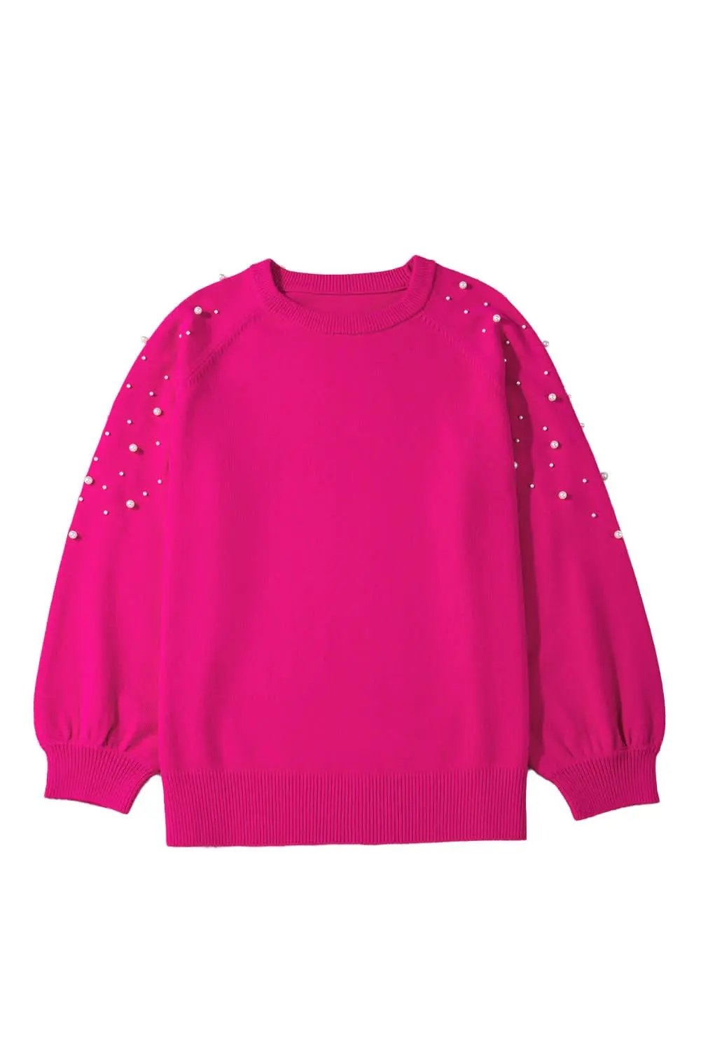 Sweaters Love Salve Strawberry Pink Plus Size Women's Sweater: Casual, Pearled Decor