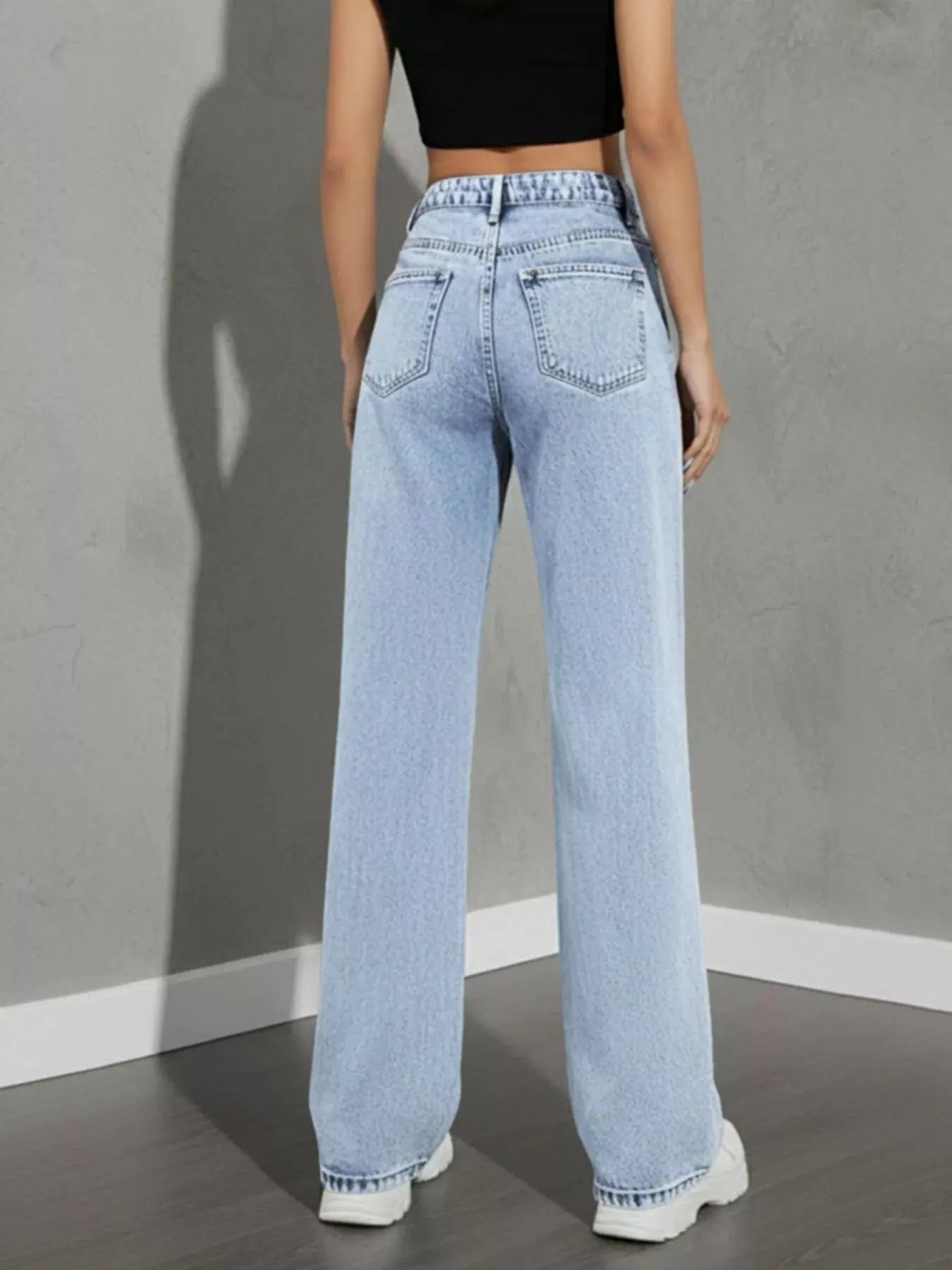 High Waist Wide Leg Denim Jeans
