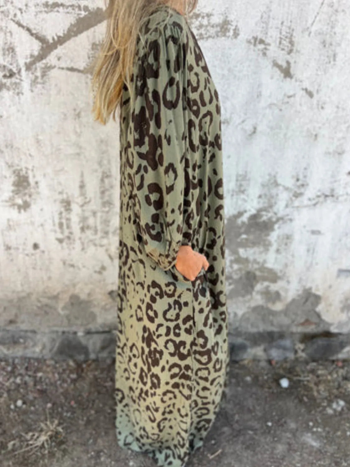 Printed V-Neck Dress with Pockets