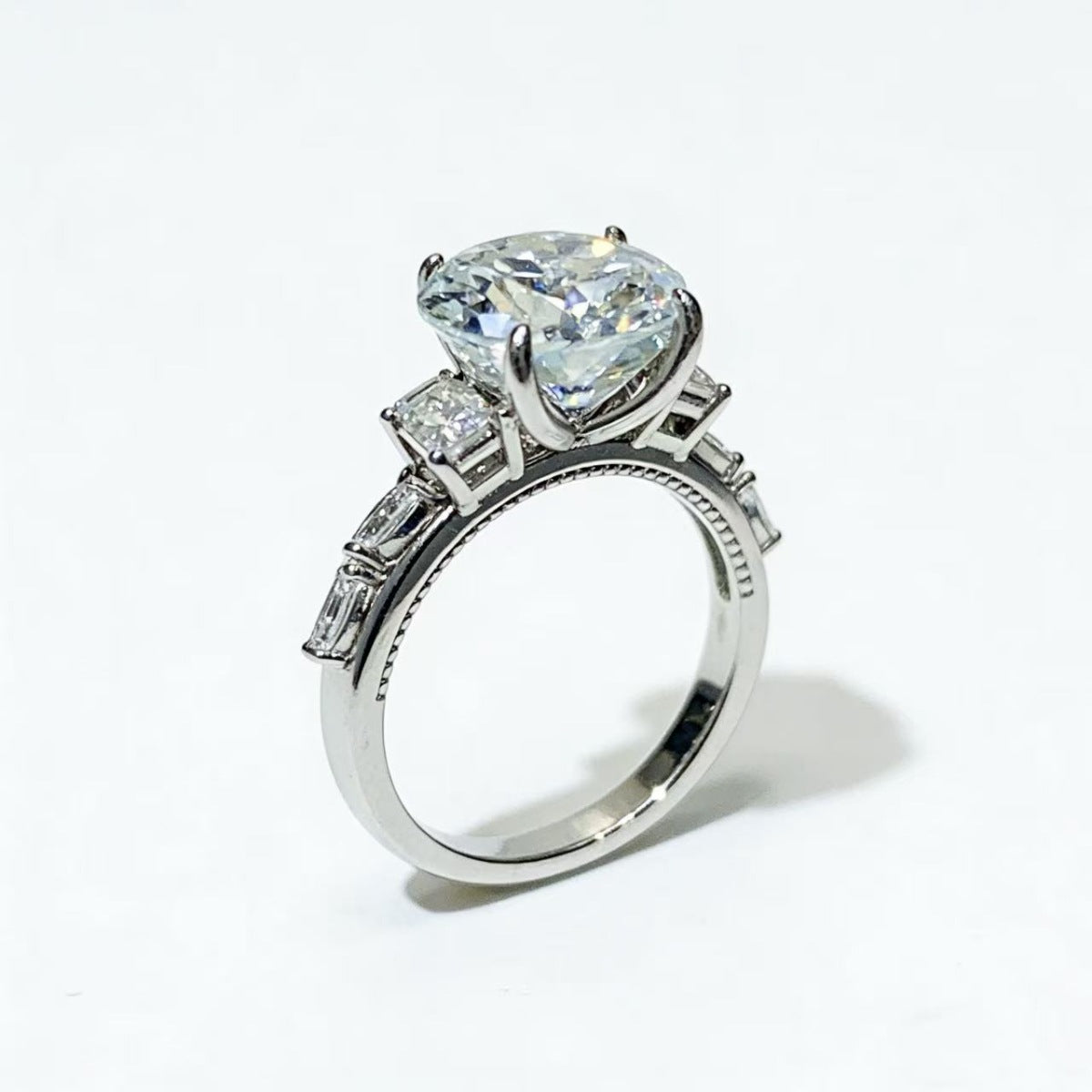 8 Carat Round Moissanite Ring 925 Sterling Silver