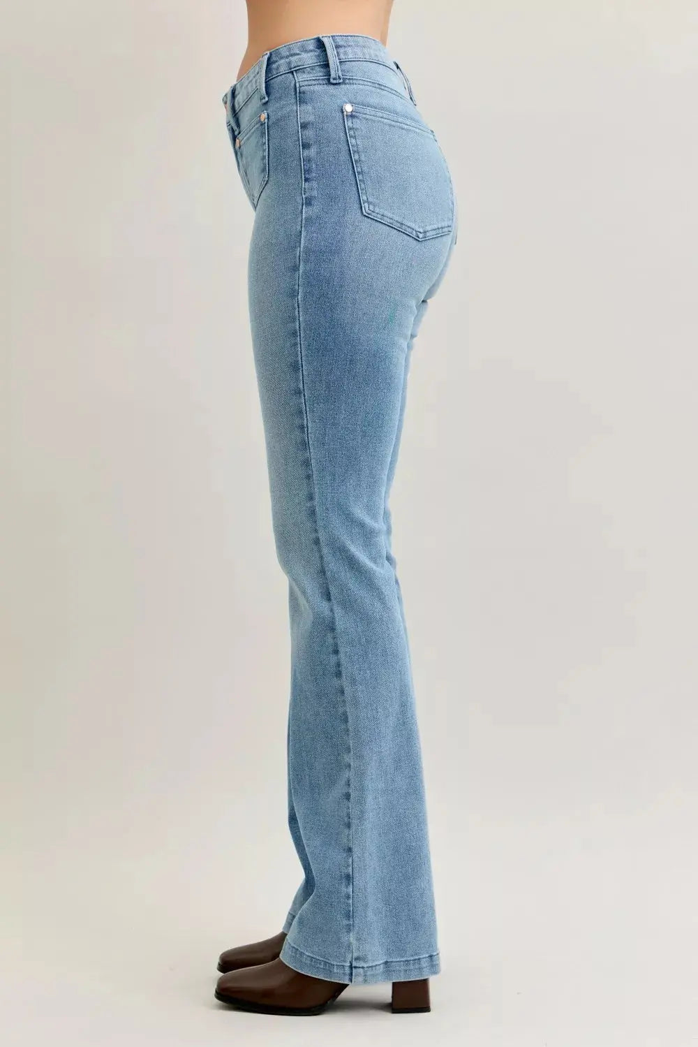 Judy Blue Jeans - Full Size Mid Rise Bootcut Jeans with Contrast Wash & Front Patch Pockets