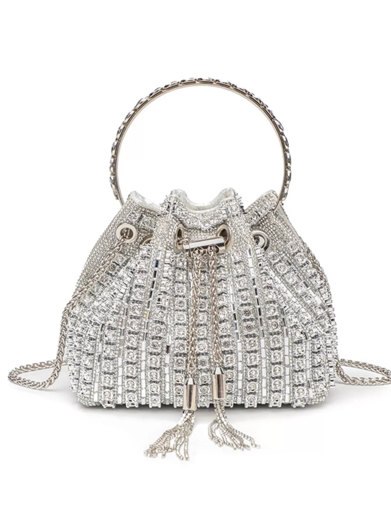 Bucket Style Rhinestone Crossbody Bag