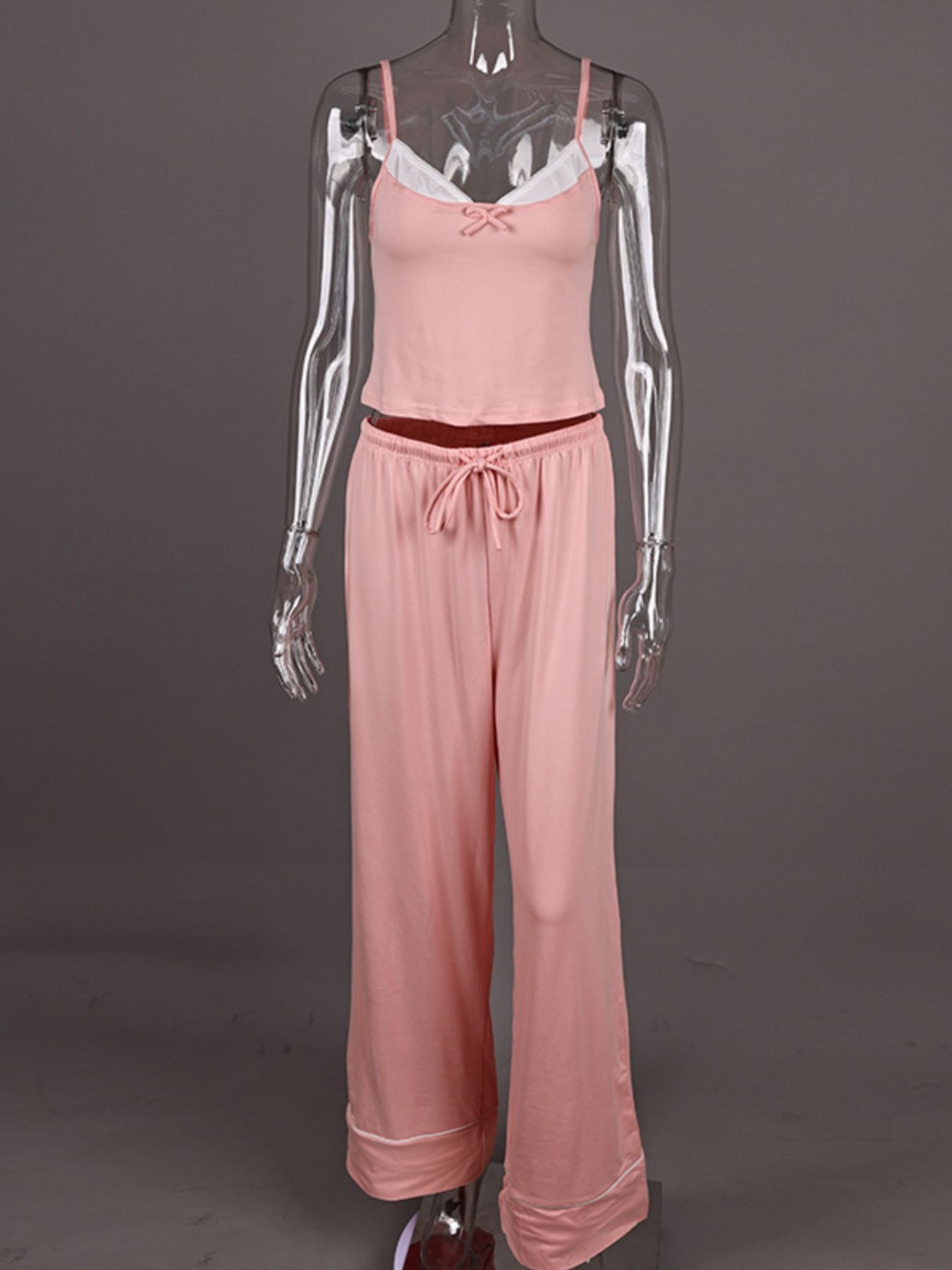 Lace Trim Cami & Pants Two Piece Loungewear Set