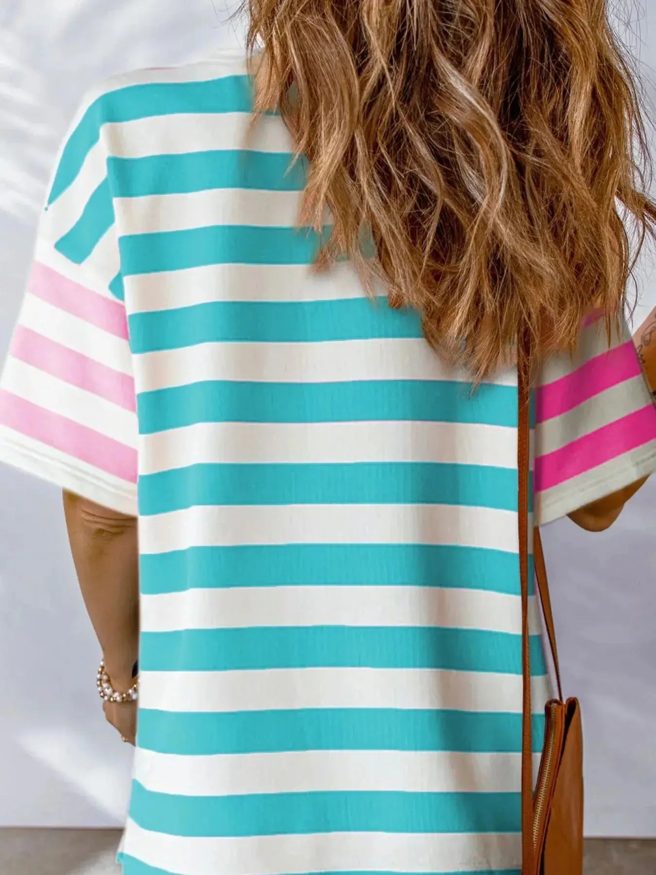 Striped Short Sleeve Oversized Womens T Shirt