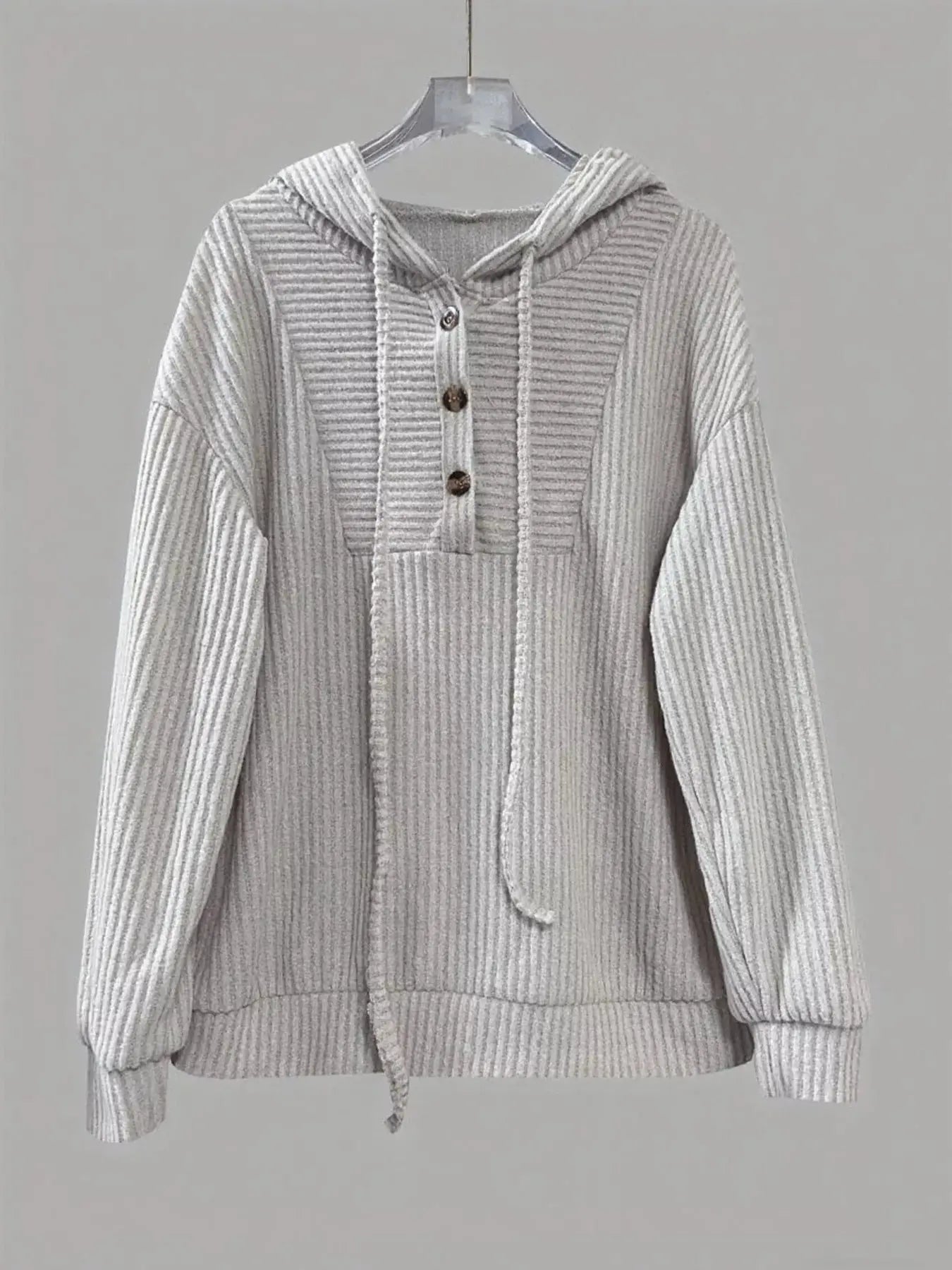 Button Front Drawstring Hoodie