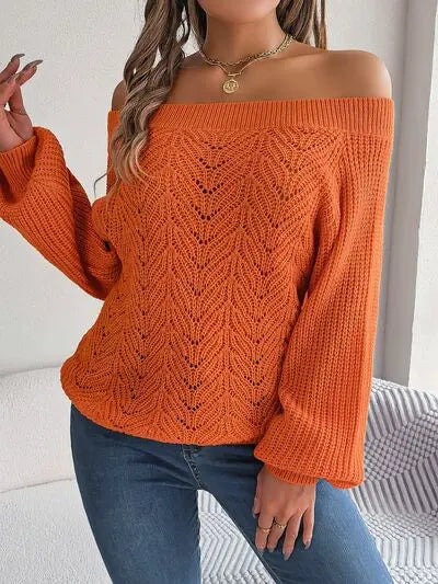 Off-Shoulder Long Sleeve Sweater