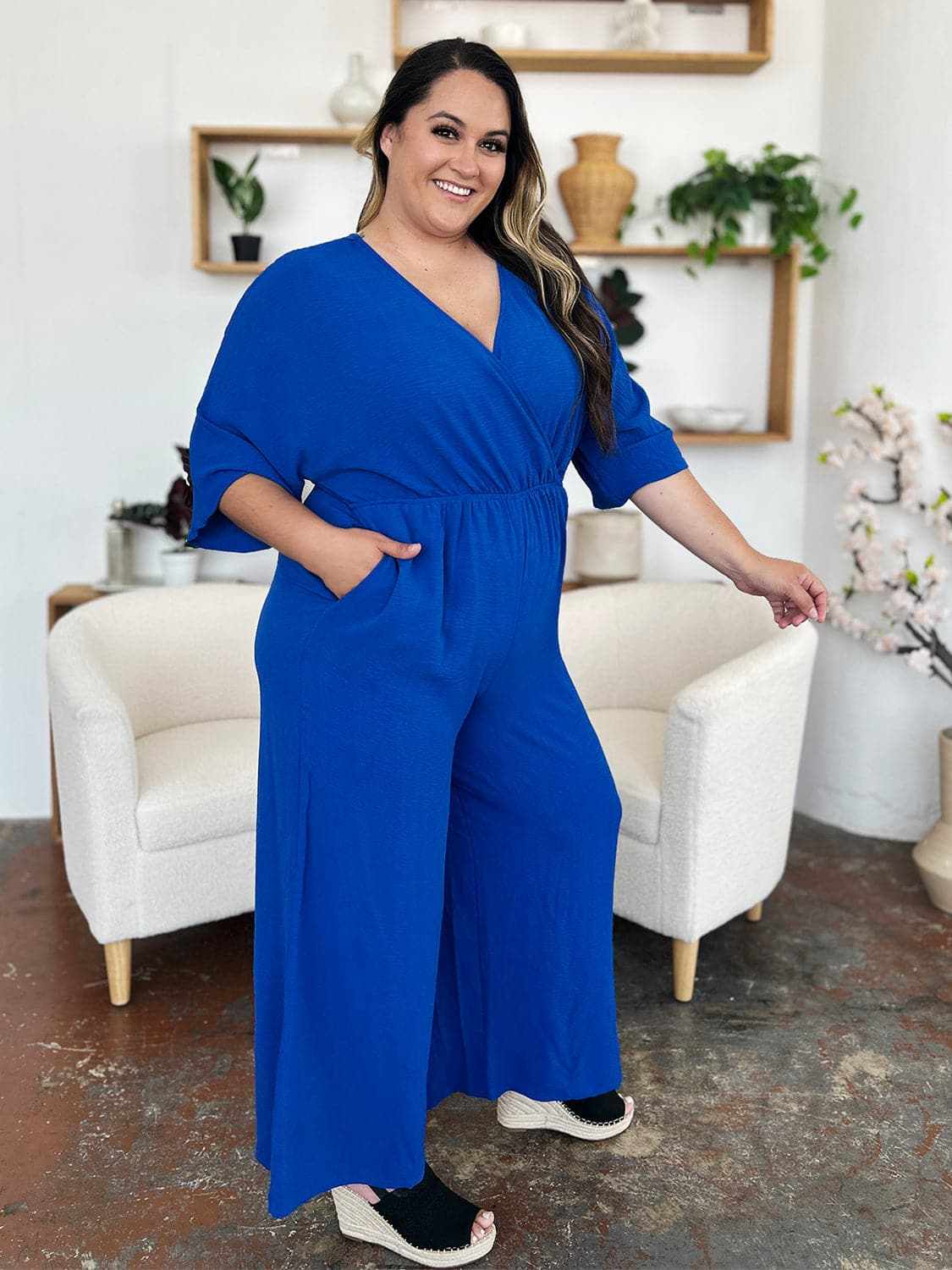 Trendsi Surplice Wide Leg Jumpsuit - Chic & Elegant