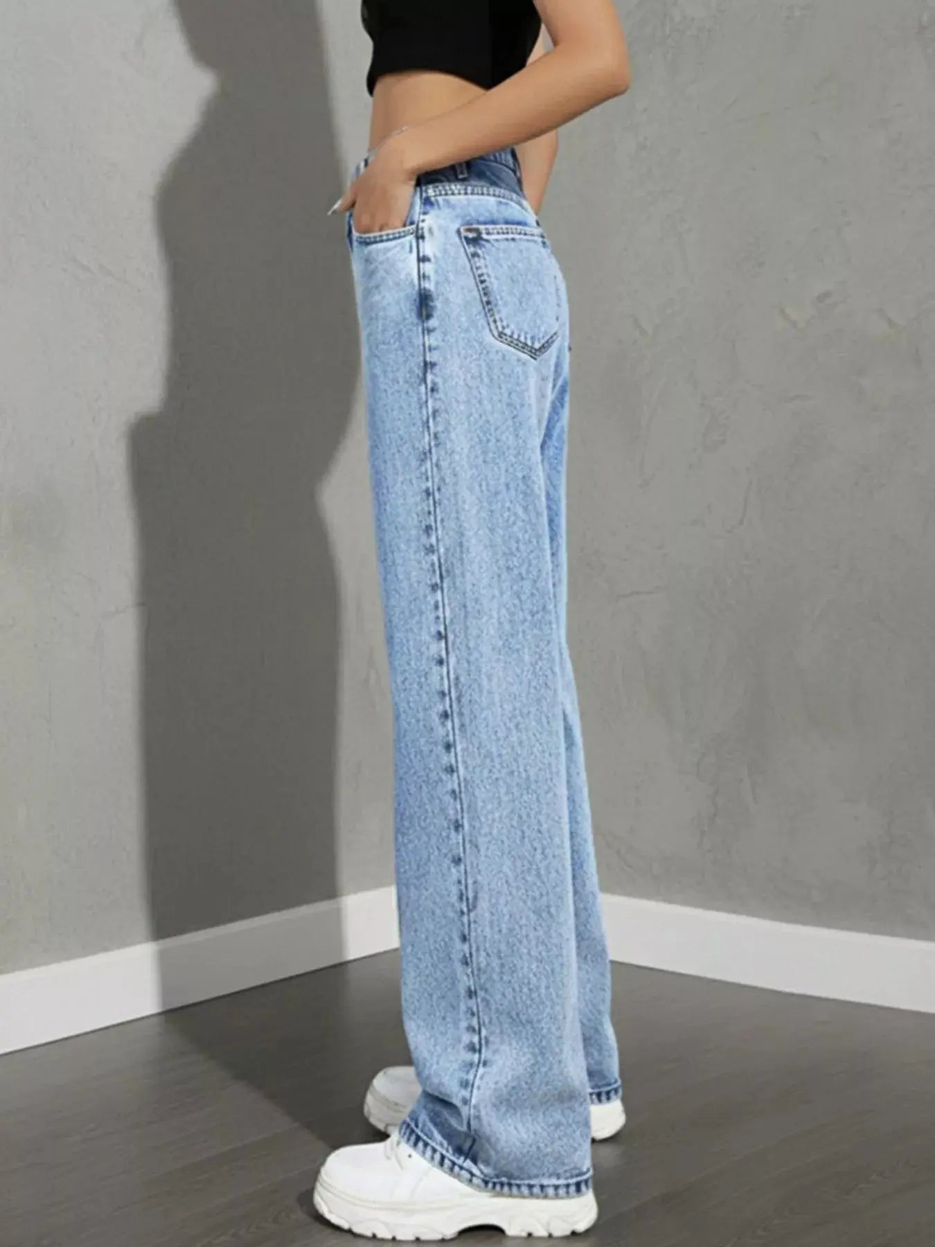 High Waist Wide Leg Denim Jeans