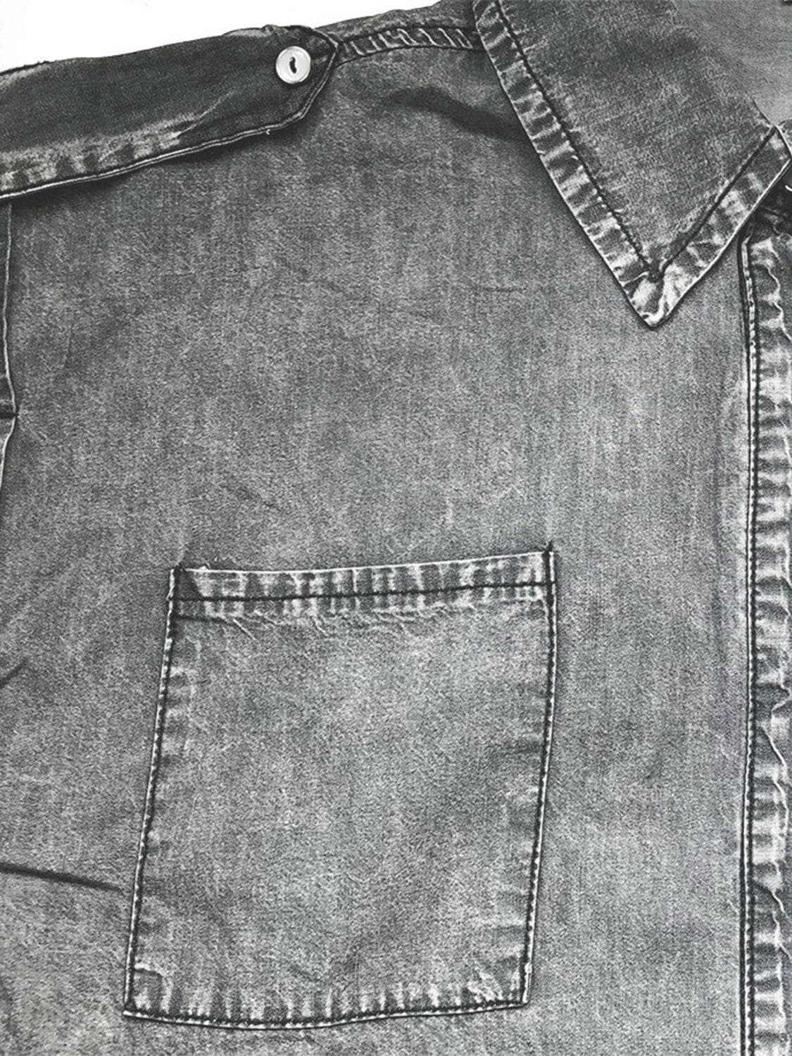 Accessories Trendsi Premium Chic denim collared top, cap sleeves