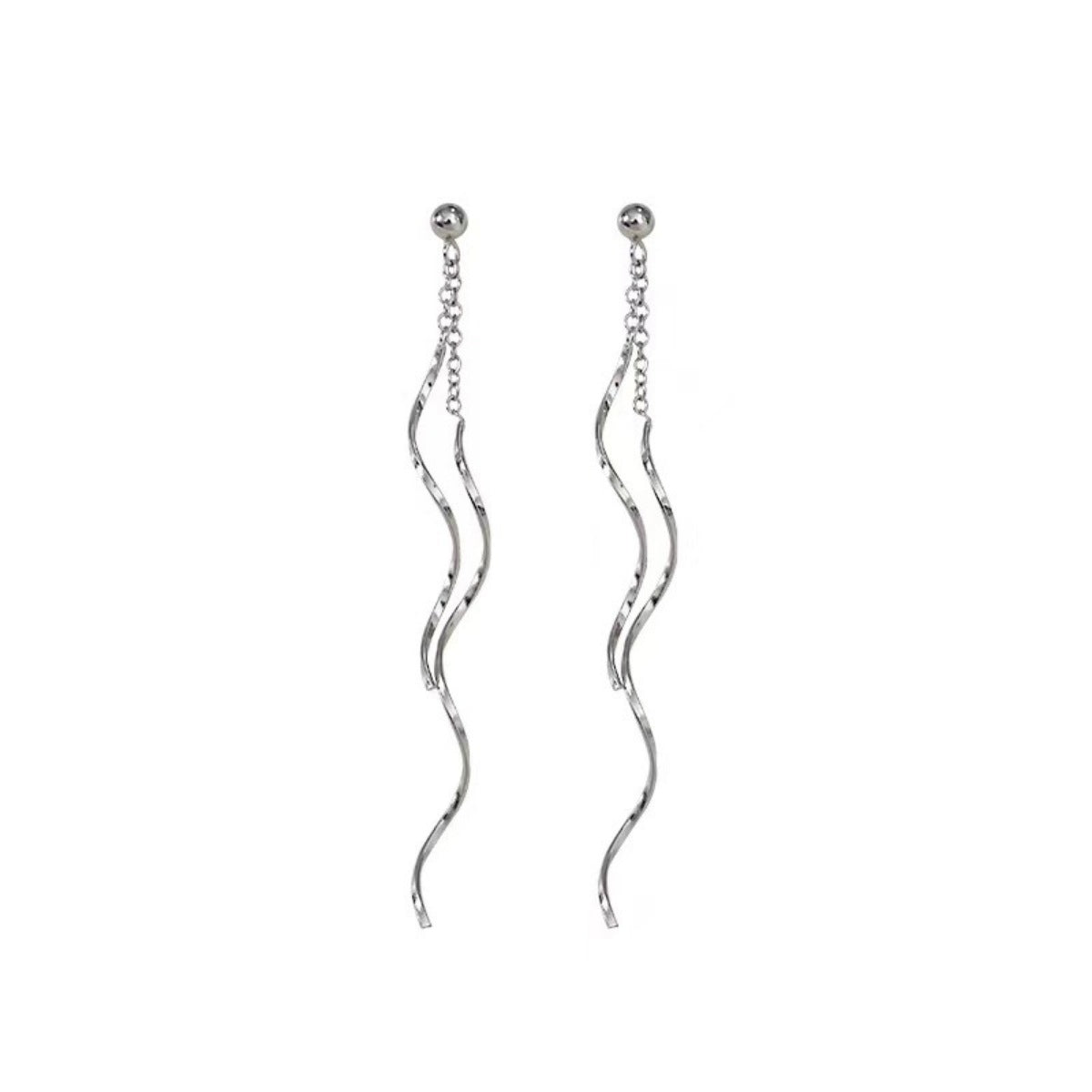 925 Sterling Silver Wave Dangle Earrings