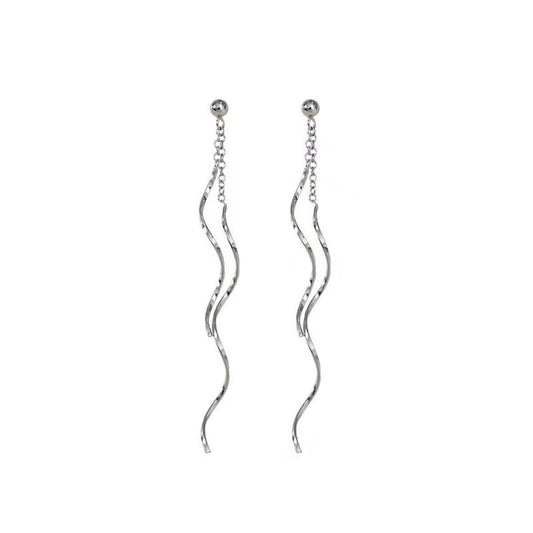 925 Sterling Silver Wave Dangle Earrings