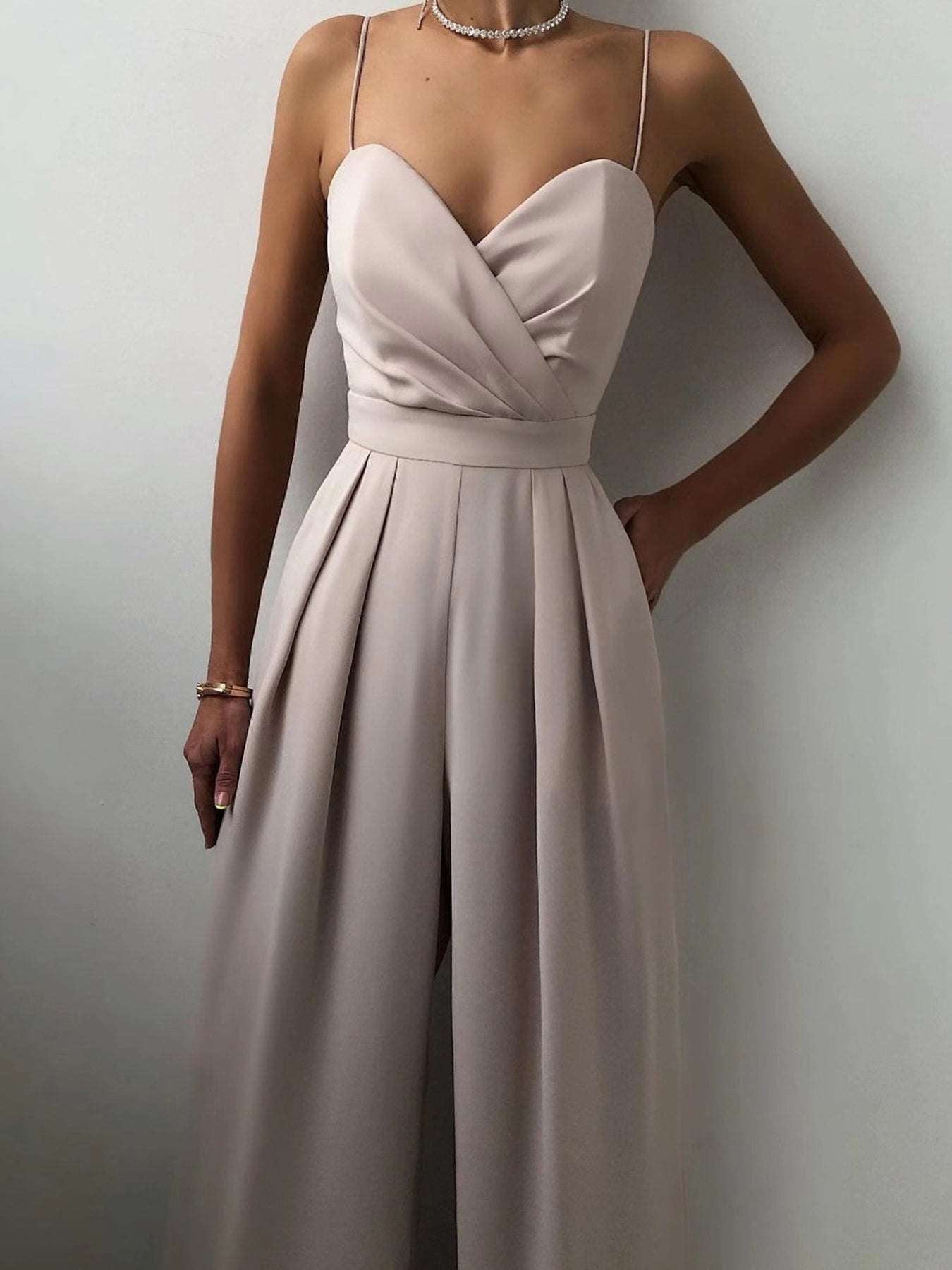 Full Size Spaghetti Strap Wide Leg Jumpsuit