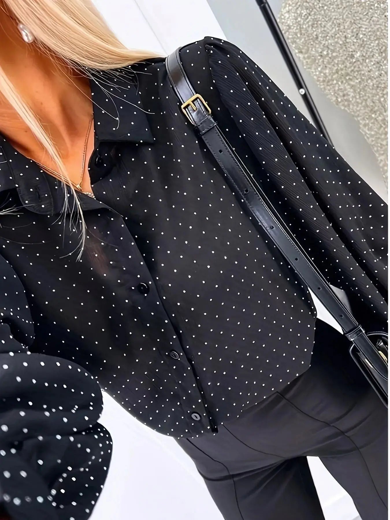 Polka Dot Oversized Button Up Shirt