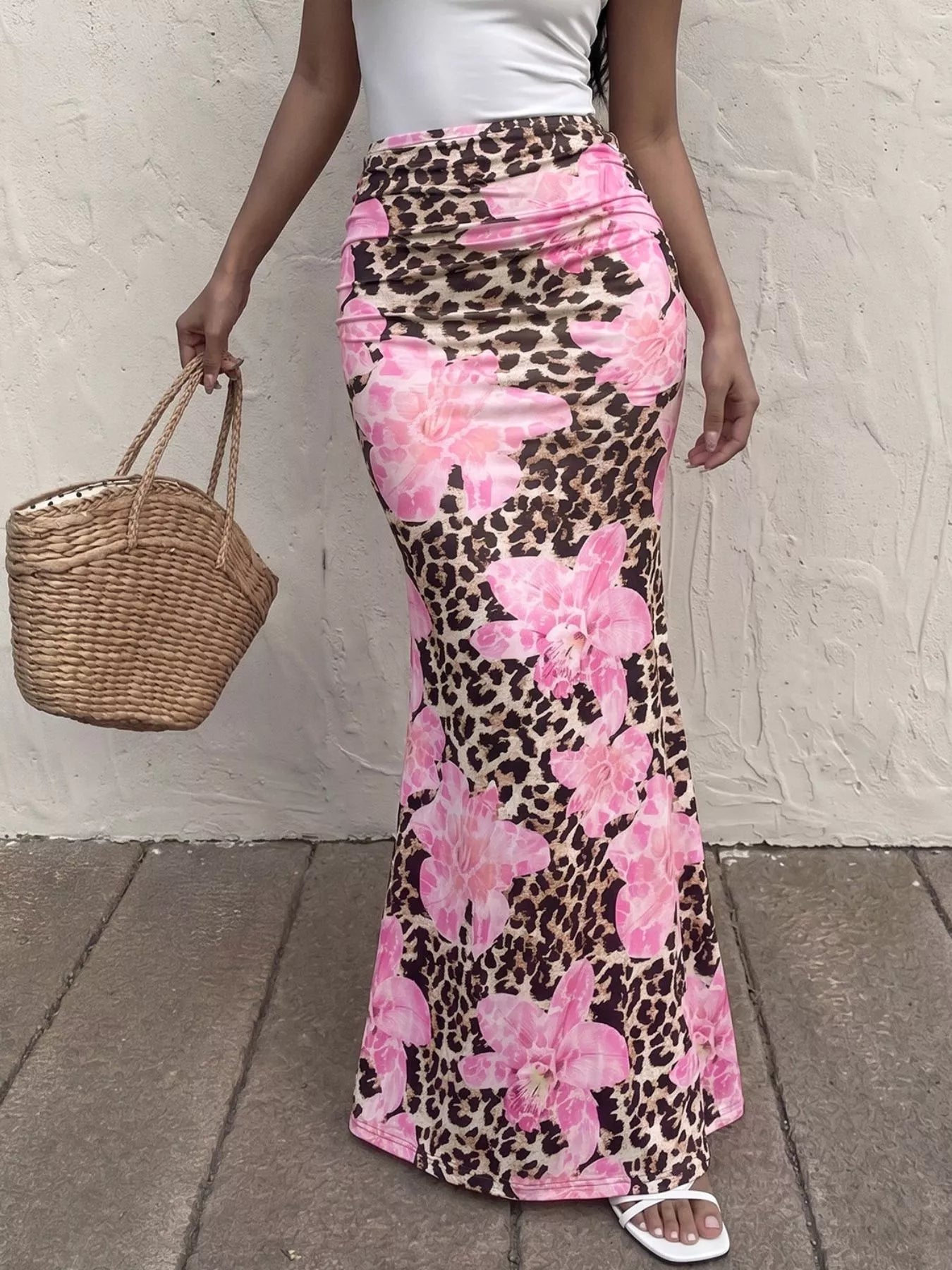 Leopard Print Bodycon Maxi Skirt