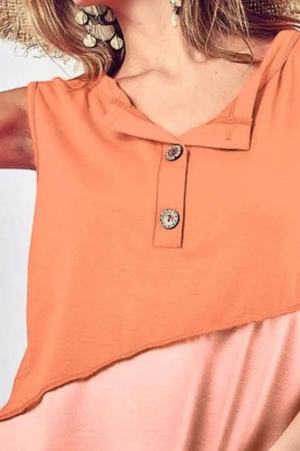 Women's Henley Top Henley Top - Color Block Soft Knit - Women's Casual