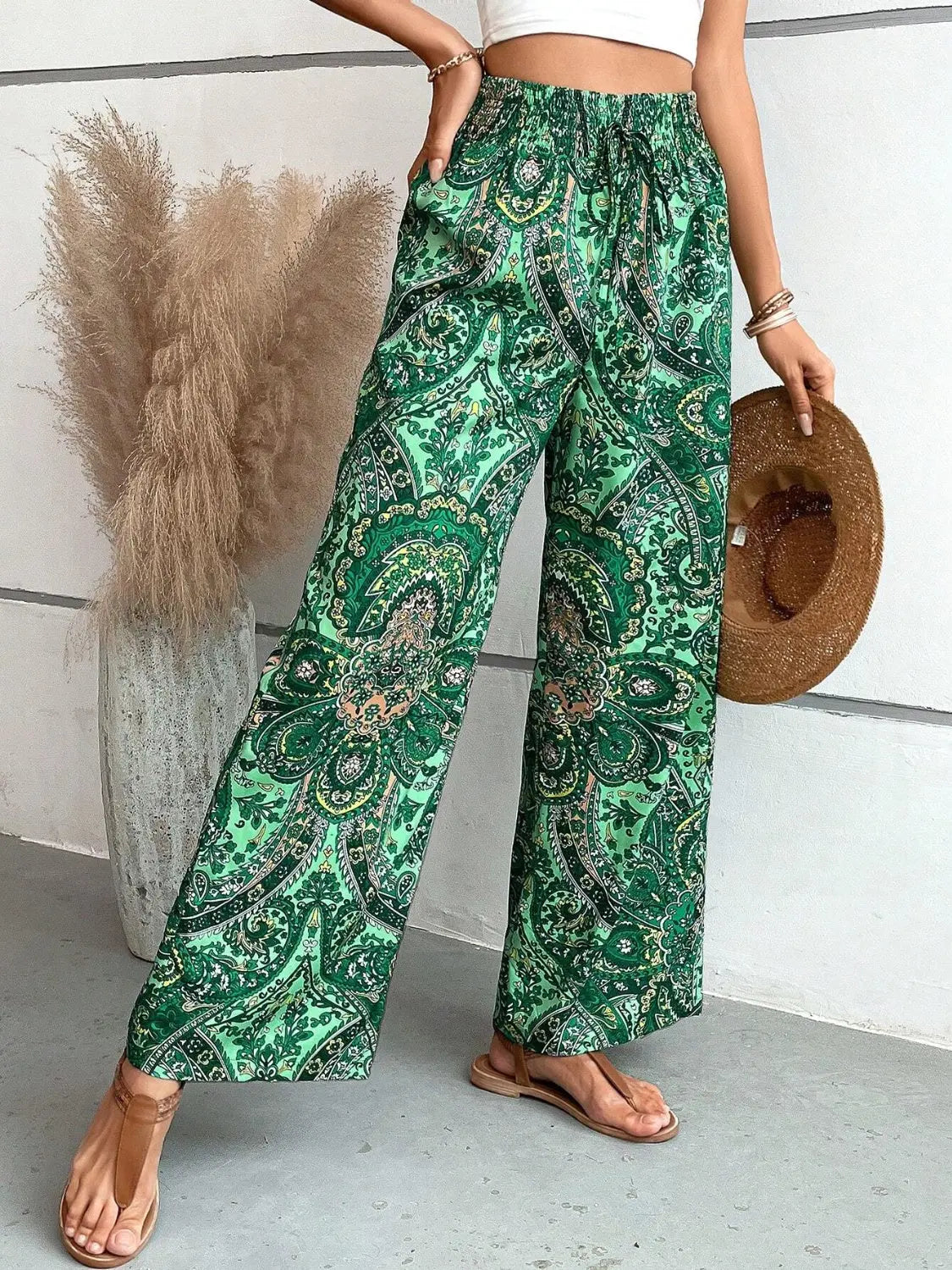 Boho Paisley Printed Wide Leg Pants