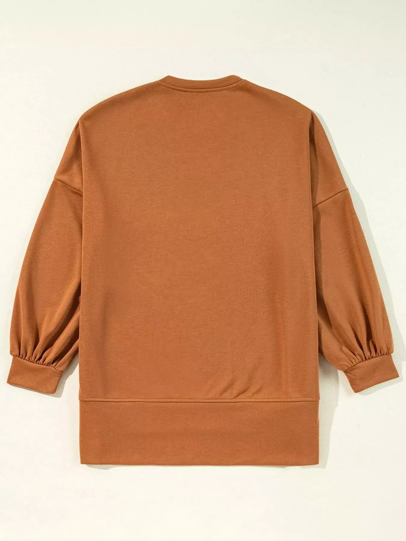 Notched Long Sleeve Oversized Happy Halloween Graphic Sweatshirt