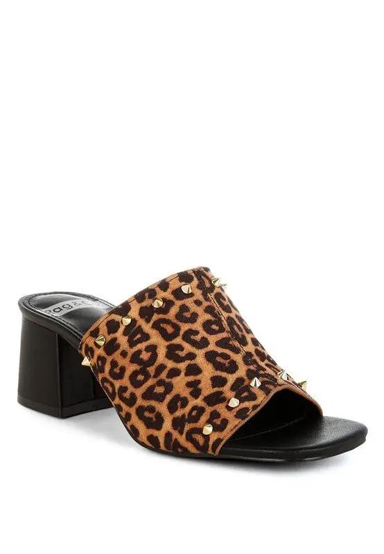 Shoes Rag Company Edama Leopard Print Studded Slip-Ons - Trendy Style Footwear - Premium Quality Product | Fast Shipping & Returns