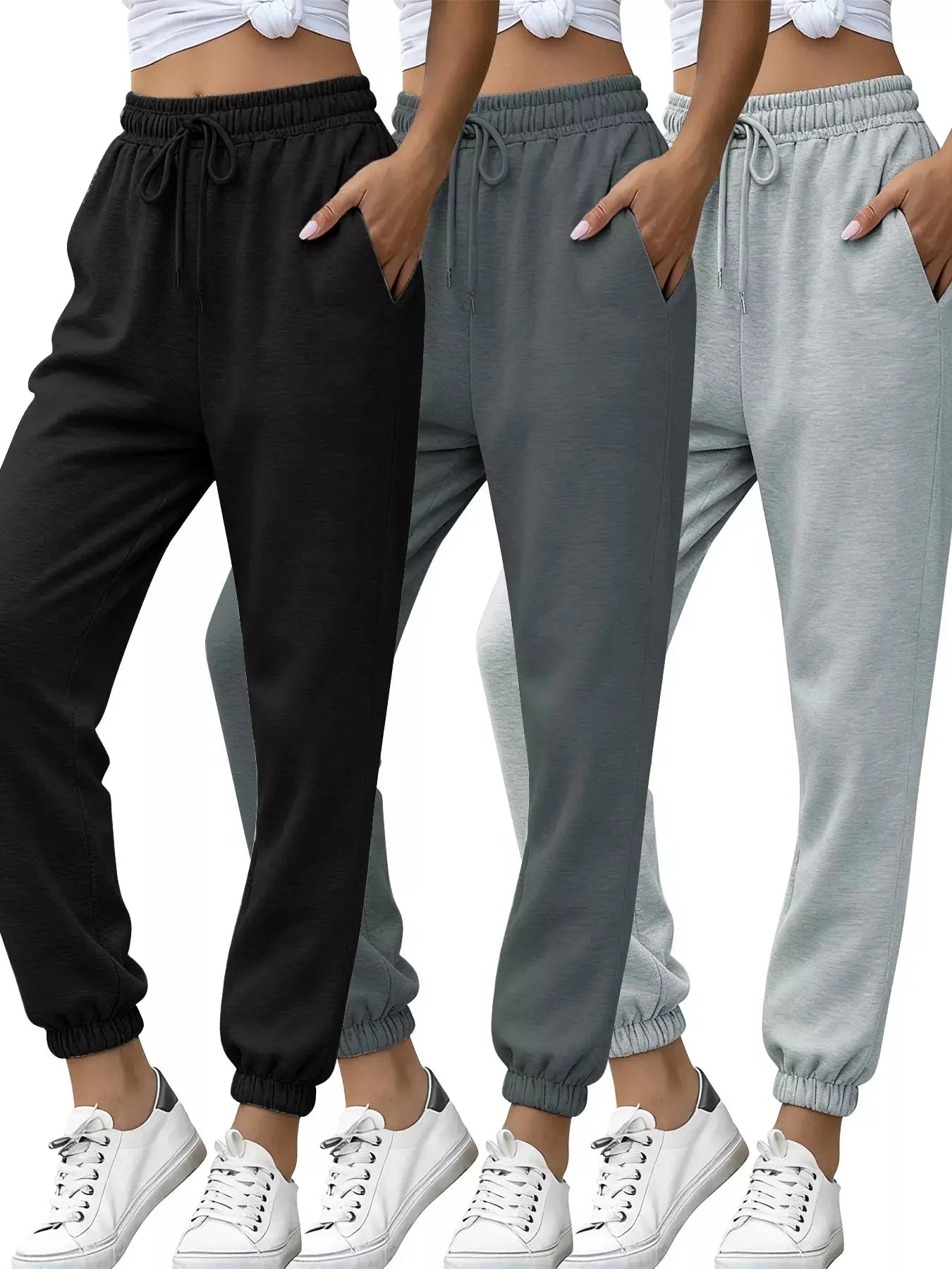 3-Piece Drawstring Joggers with Pockets Set