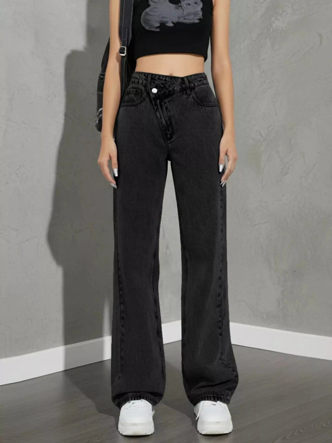 High Waist Wide Leg Denim Jeans