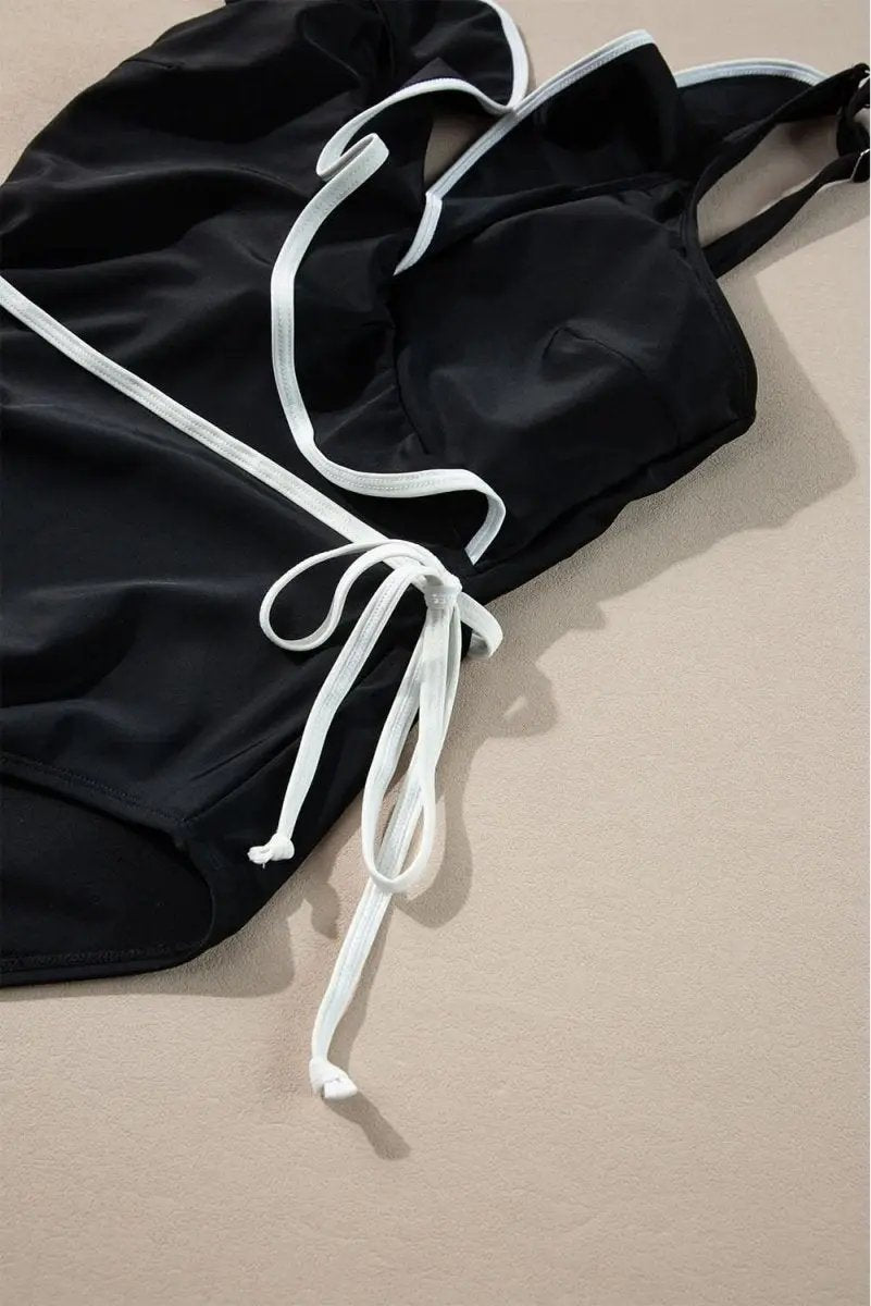 Accessories Love Salve Black Ruffle Swimsuit Vacation Women's One-Piece: Elegant & Flattering