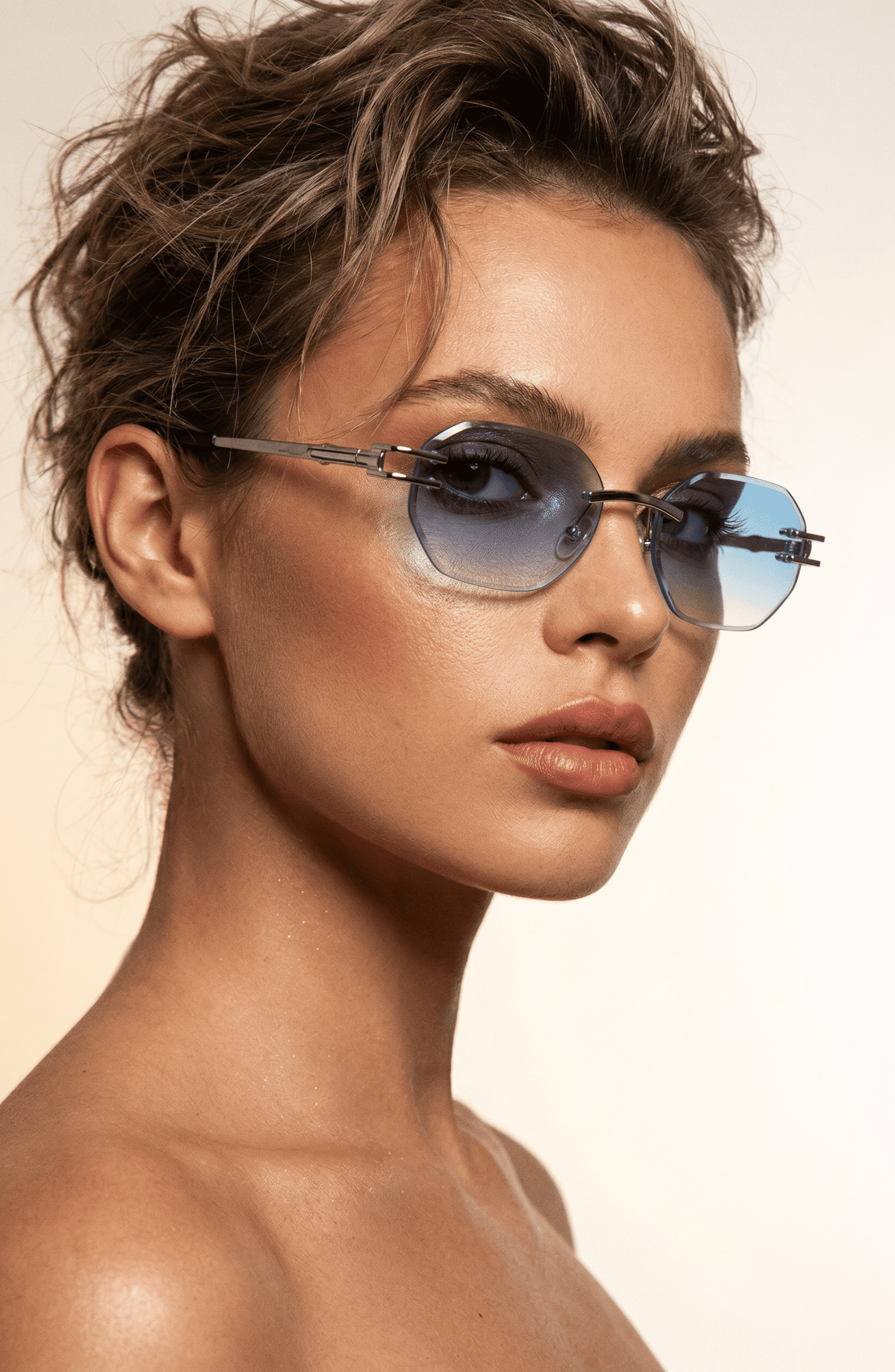 Carter Bleu 54mm Rimless Sunglasses | Blue