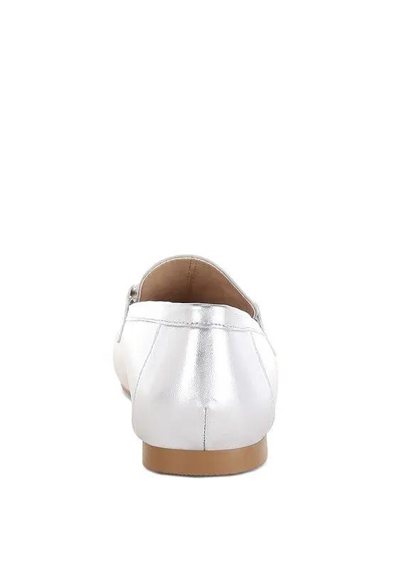 Shoes Rag Company Estafa Horsebit & Studs Metallic Pleather Loafers for Women