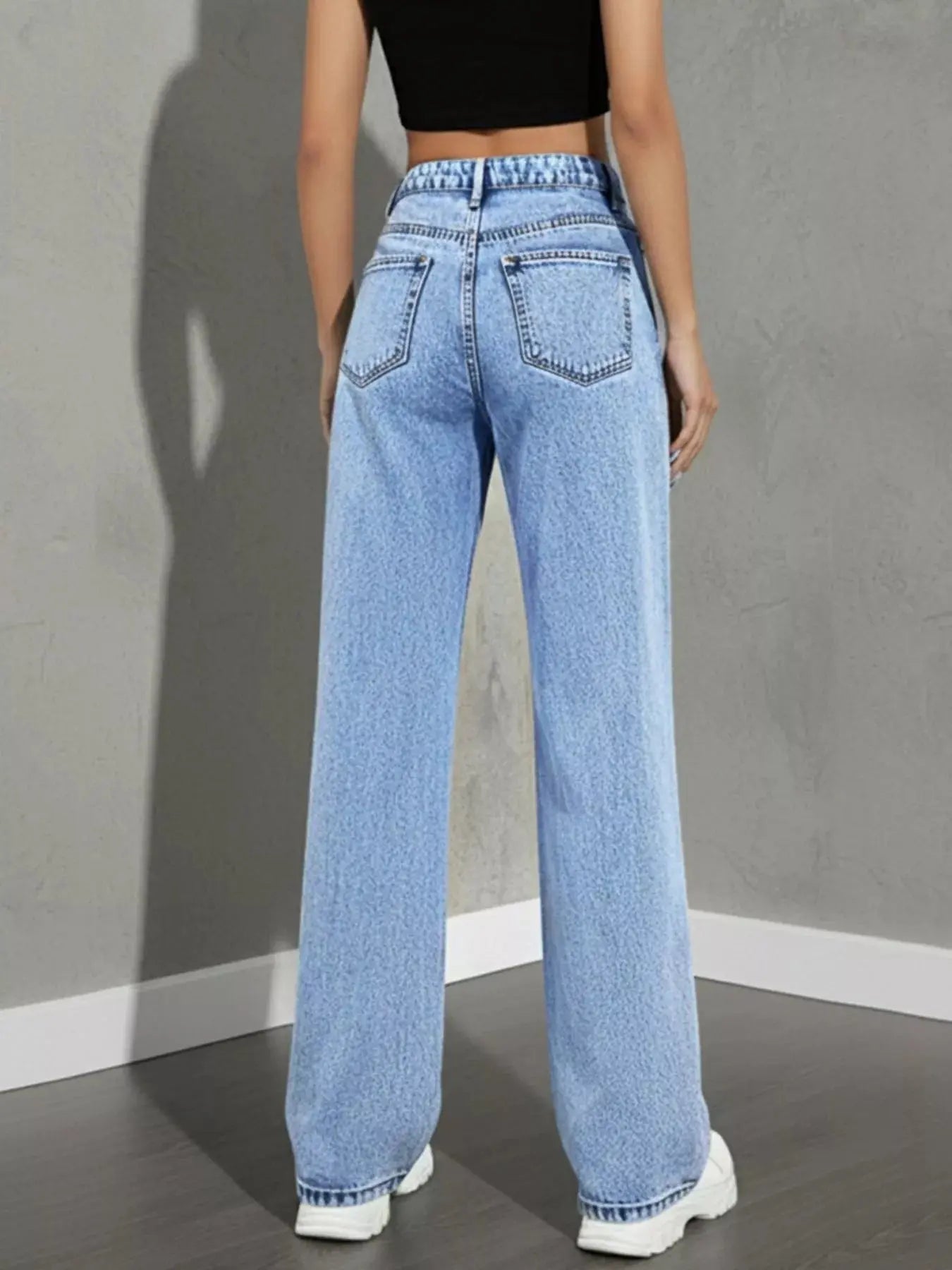 High Waist Wide Leg Denim Jeans