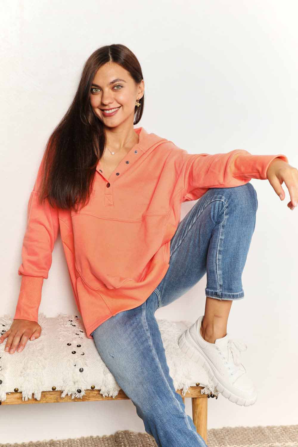 Jackets Trendsi Chic quarter-snap hoodie for women