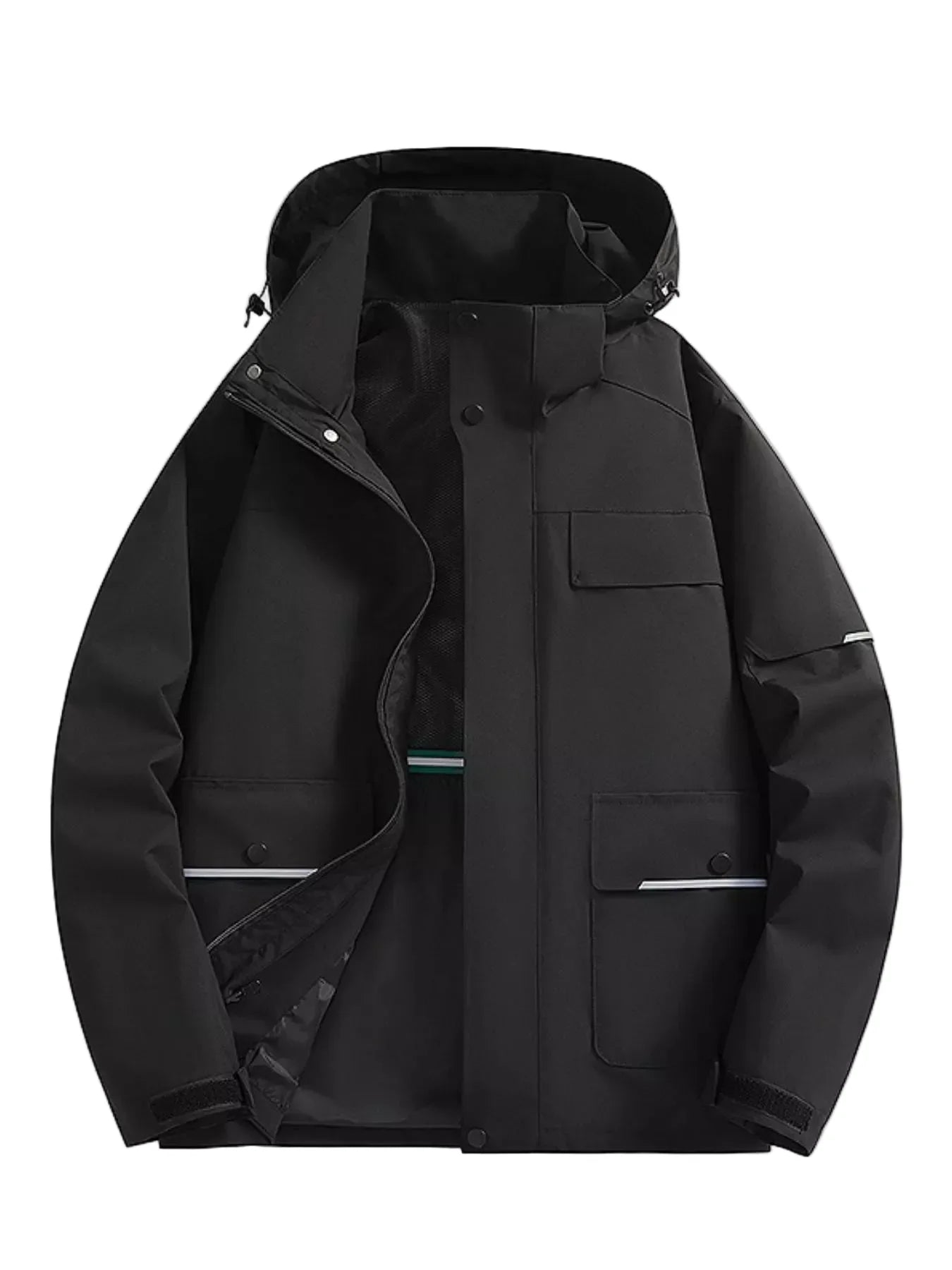 Size 2XL Black Lightweight Windbreaker Outdoor Jacket