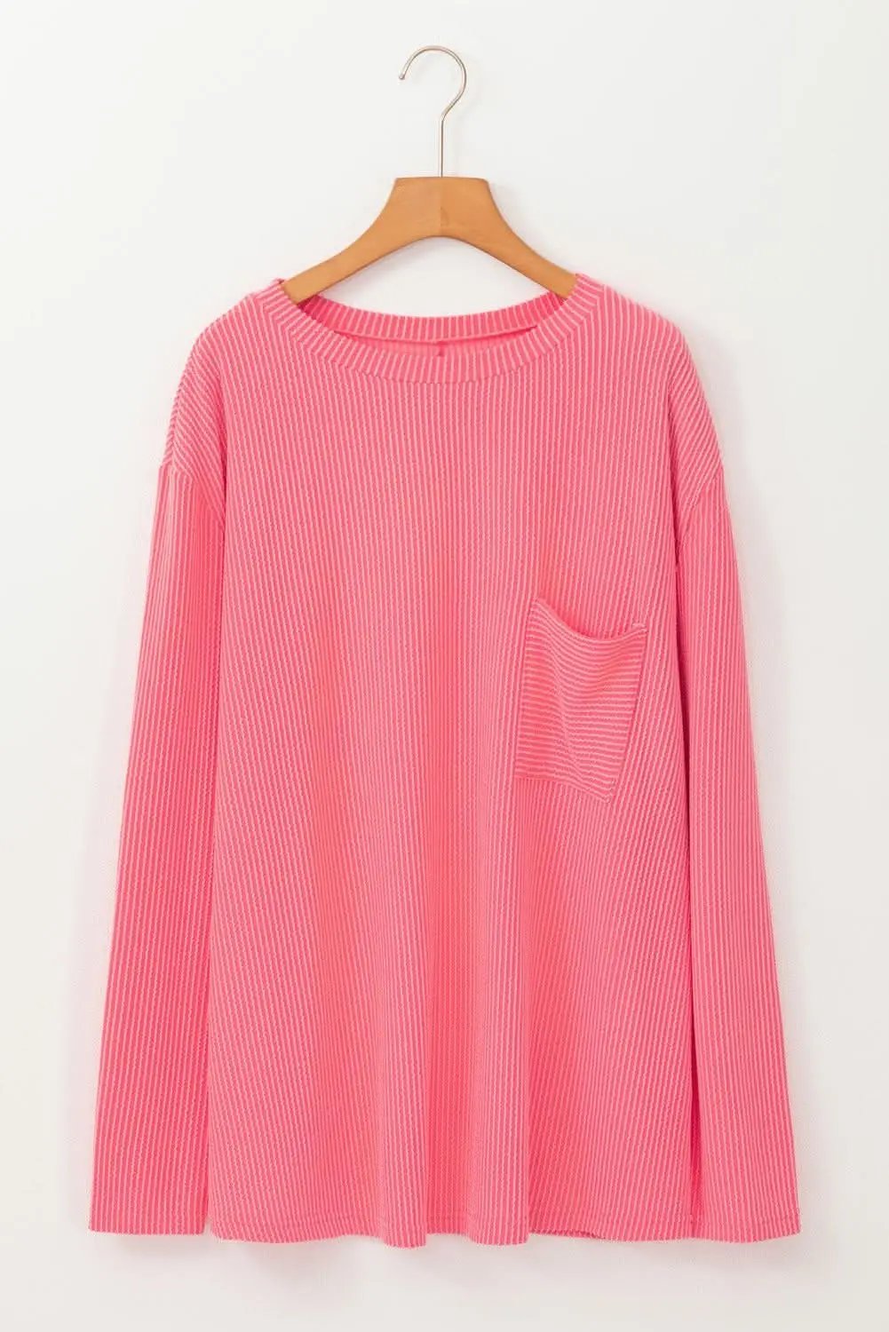 T-Shirts Love Salve Peach Blossom Ribbed Tee Plus Size Women's Versatile Top - Chic & Fashionable