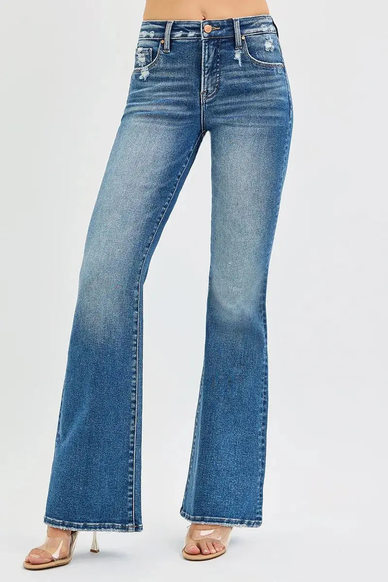 RISEN Jeans - Plus Size Tummy Control High Rise Flare Jeans