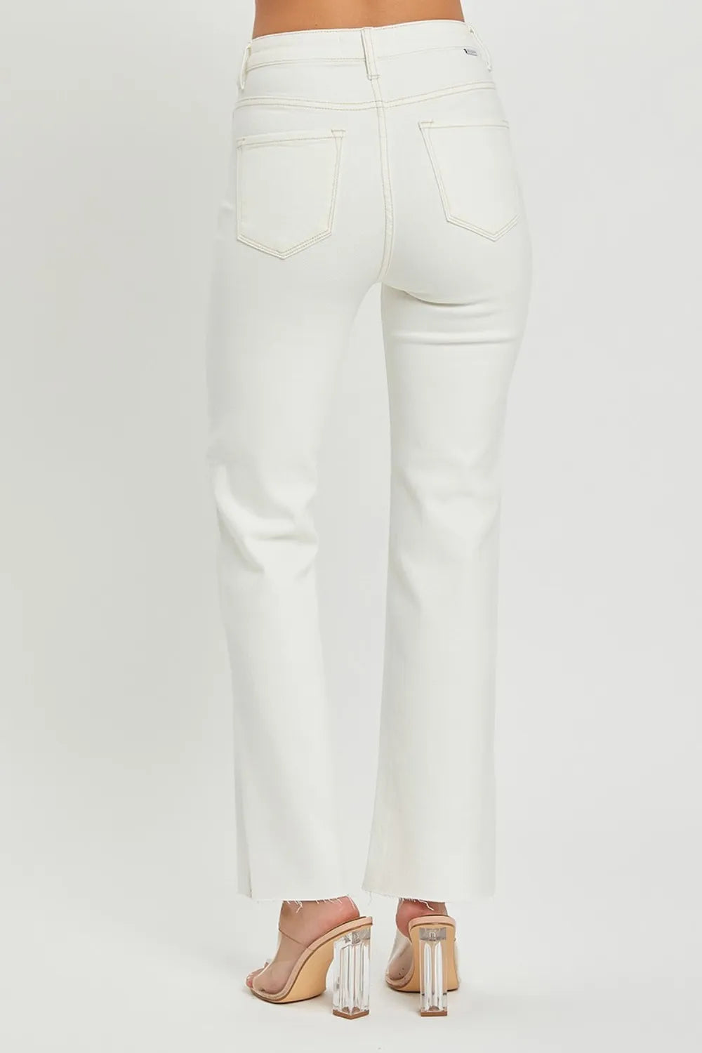 Plus Size 1XL High Rise Cream Color Tummy Control Straight Jeans