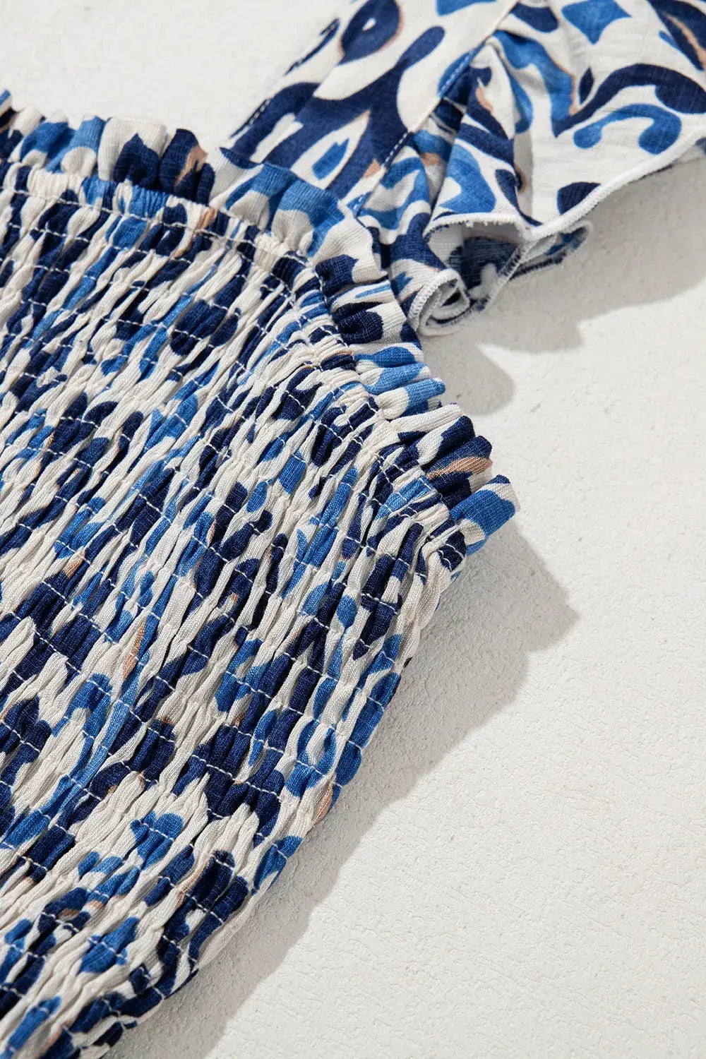 Smocked Printed Square Neck Boho Tiered Midi Dress