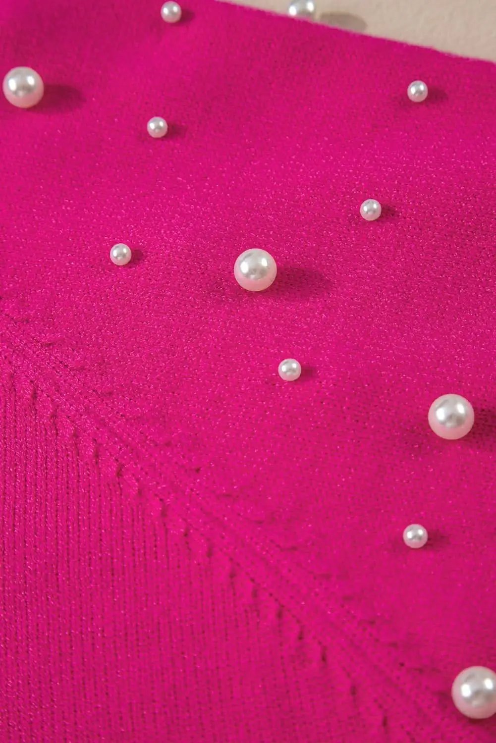 Sweaters Love Salve Strawberry Pink Plus Size Women's Sweater: Casual, Pearled Decor