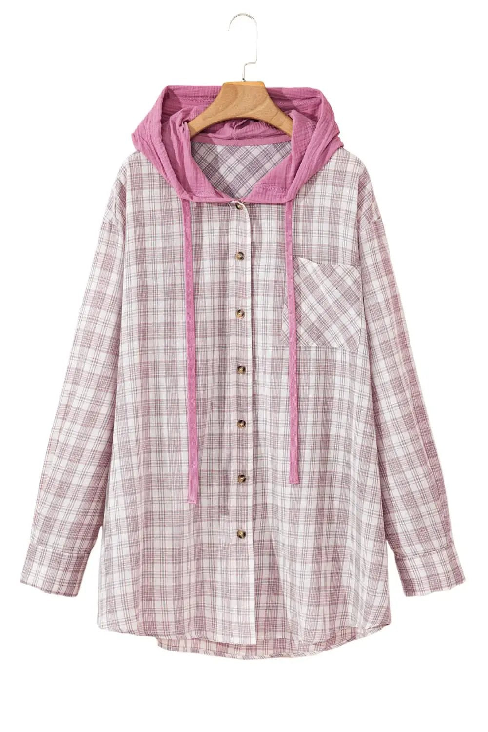 Love Salve Women's Hooded Plaid Shirt — Plus Size Comfort
