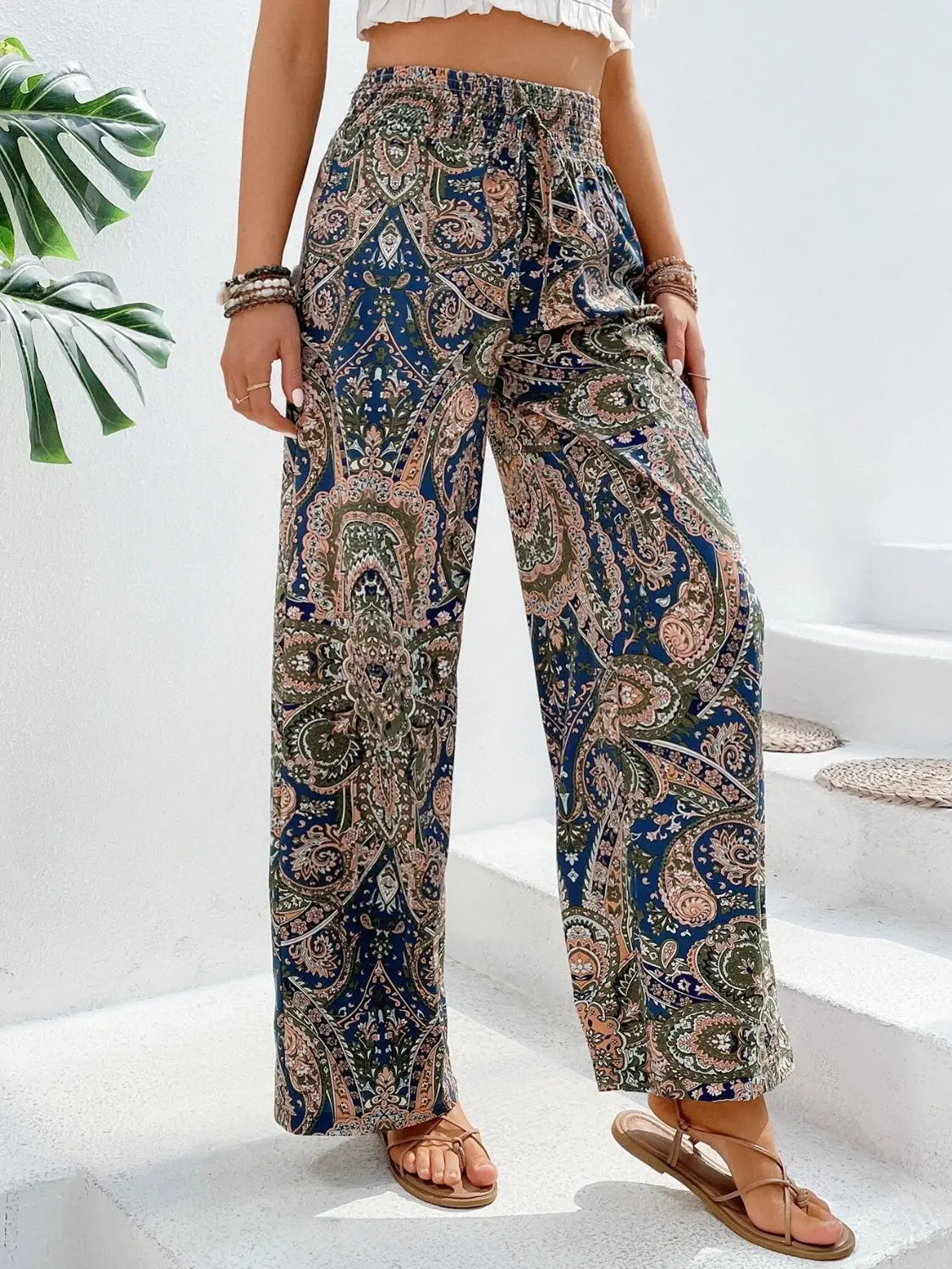 Boho Paisley Printed Wide Leg Pants