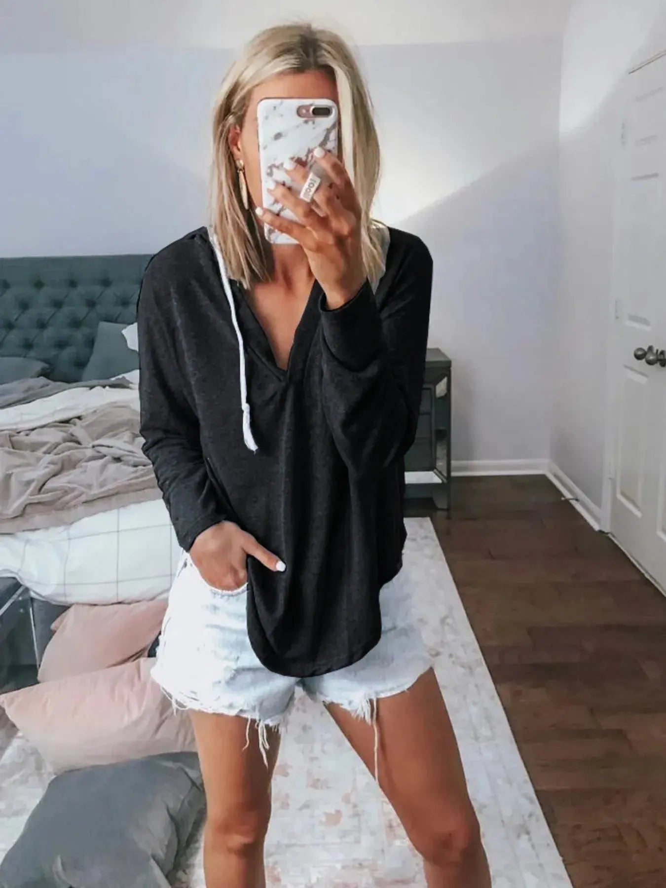 Plus Size Drawstring Long Sleeve Hoodie