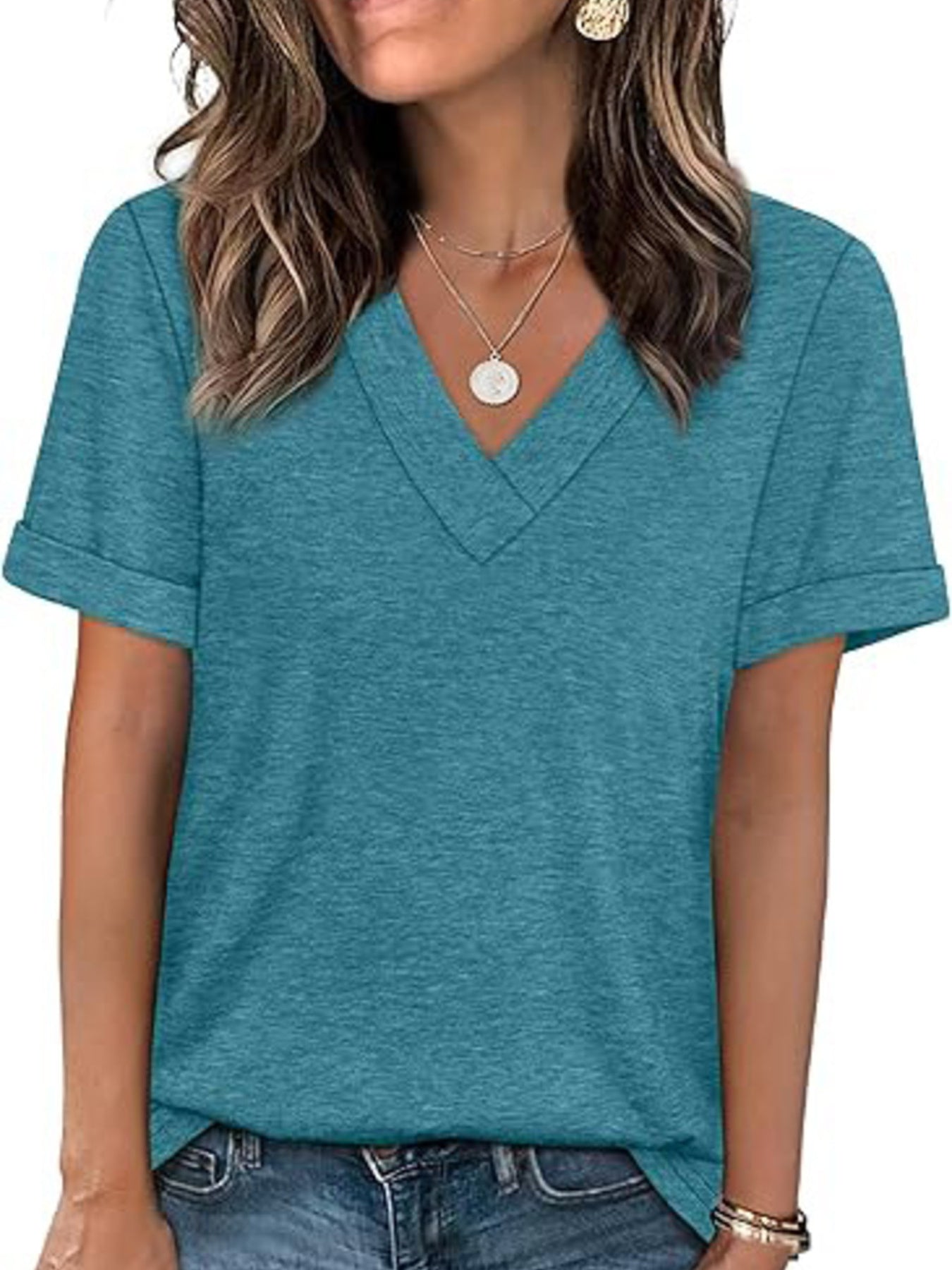 Casual V Neck Short Sleeve T Shirt