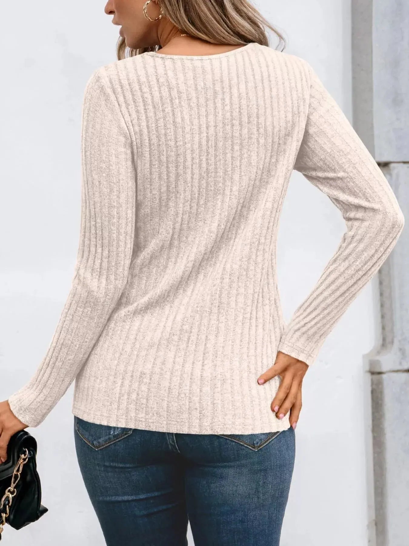 Ribbed Long Sleeve T Shirt